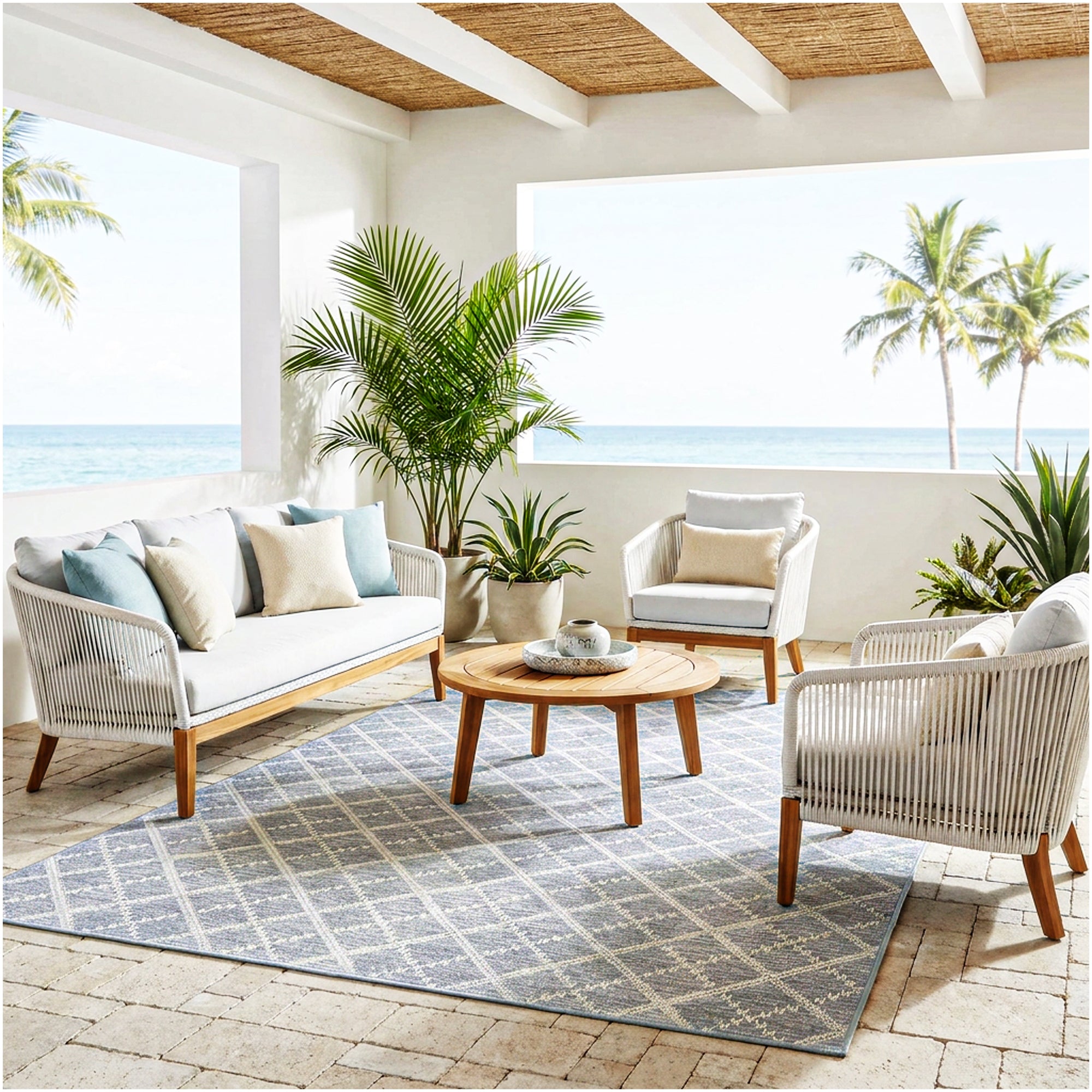 Sea Bright Sea Mist Blue Indoor-Outdoor Patio Area Rug – Custom Cut