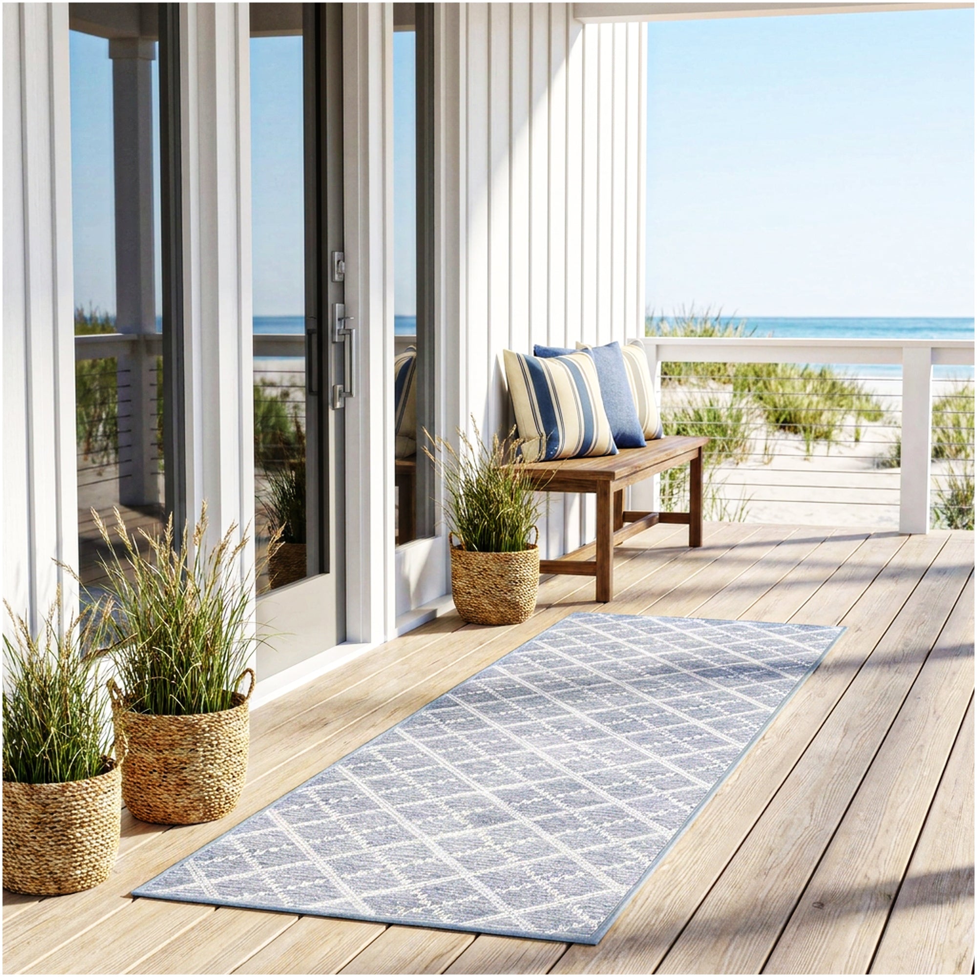 Sea Bright Sea Mist Blue Indoor-Outdoor Patio Area Rug – Custom Cut