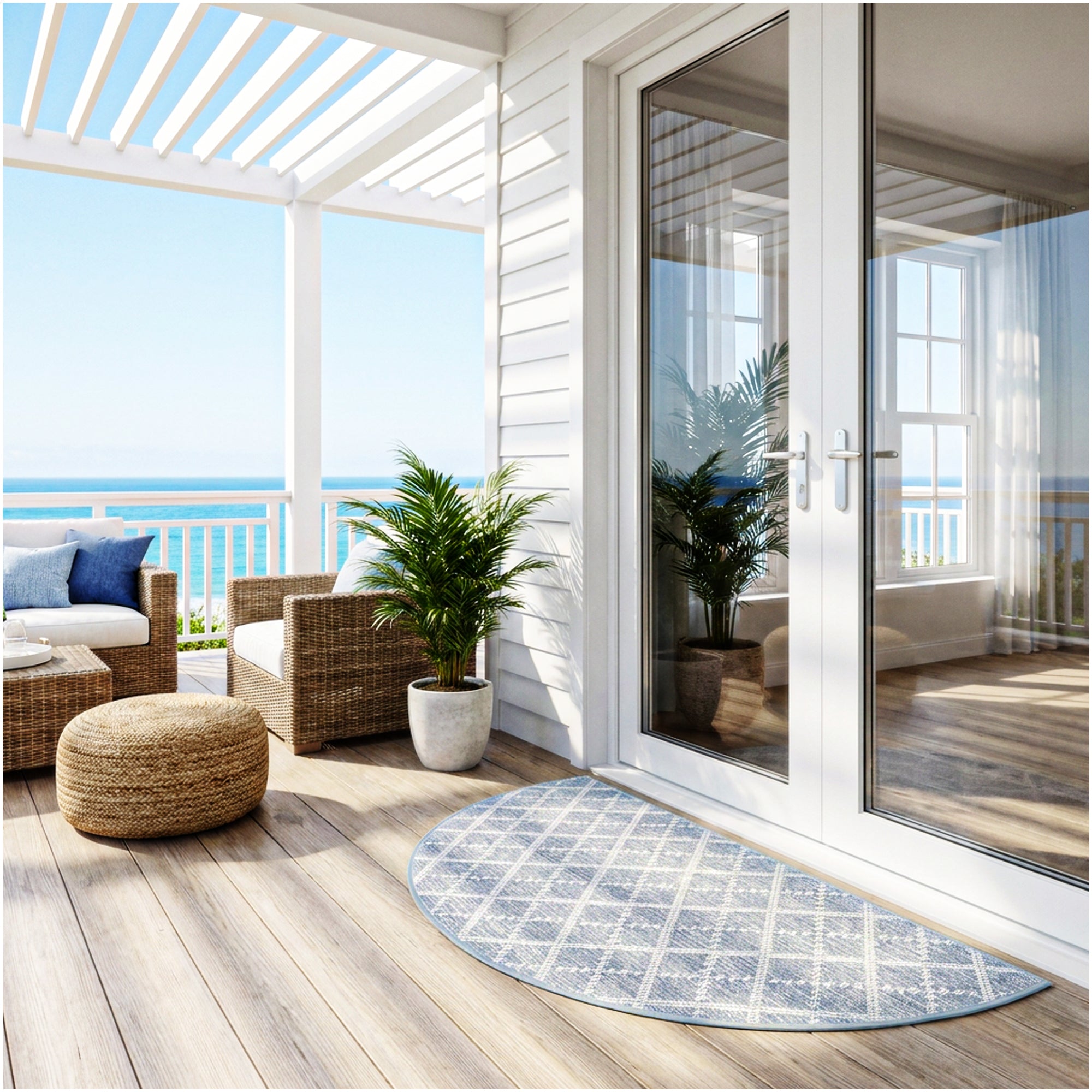 Sea Bright Sea Mist Blue Indoor-Outdoor Patio Area Rug – Custom Cut