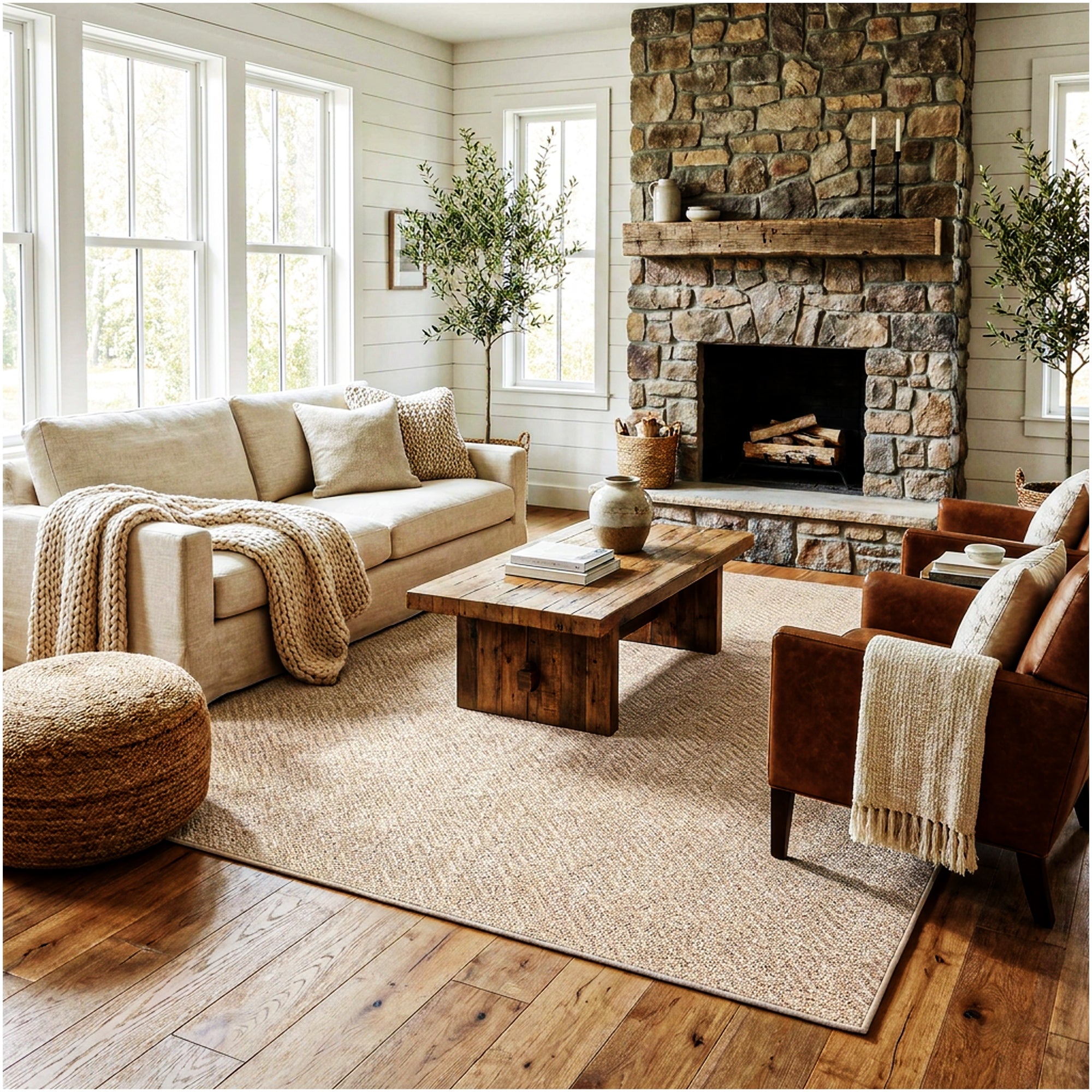 Neutral Geometric Weave Indoor Area Rug | Standard Sizes & Colors