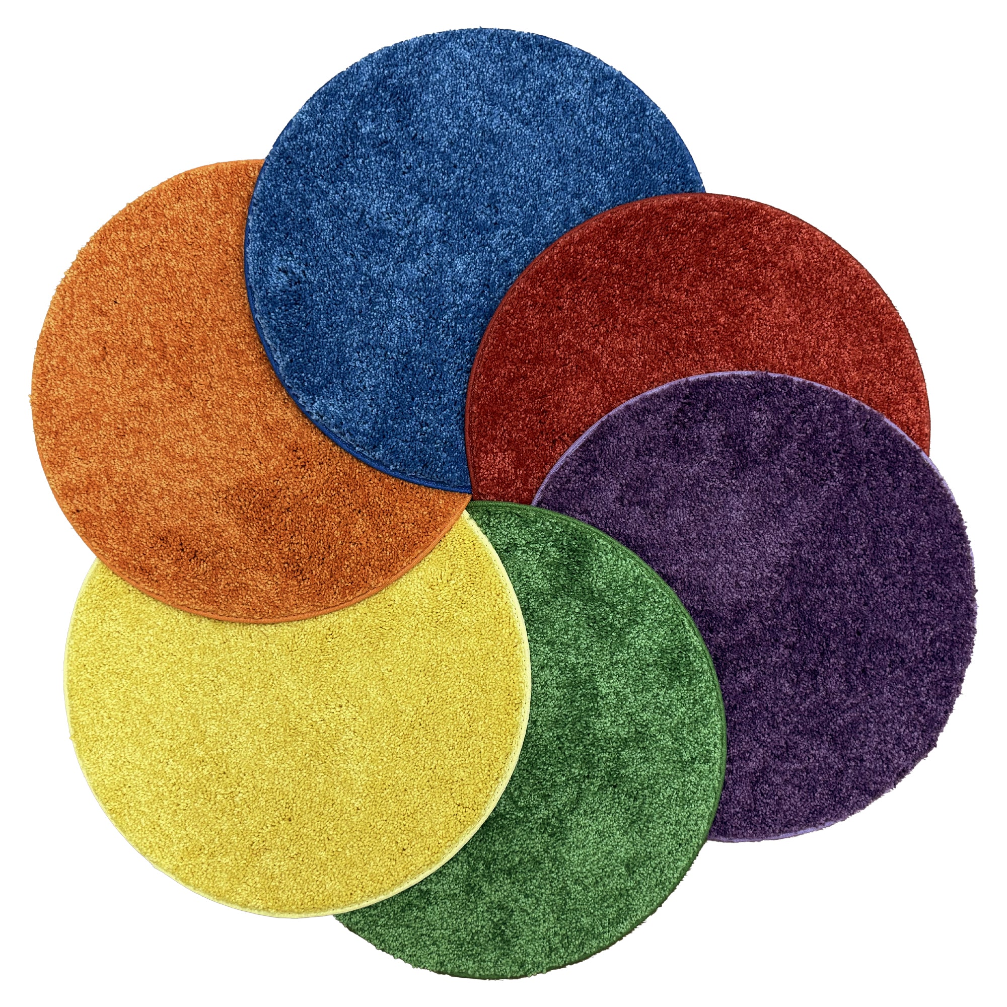 Children’s Carpet Circle Seats – Secondary Color Wheel, 18” Round Classroom Floor Cushions