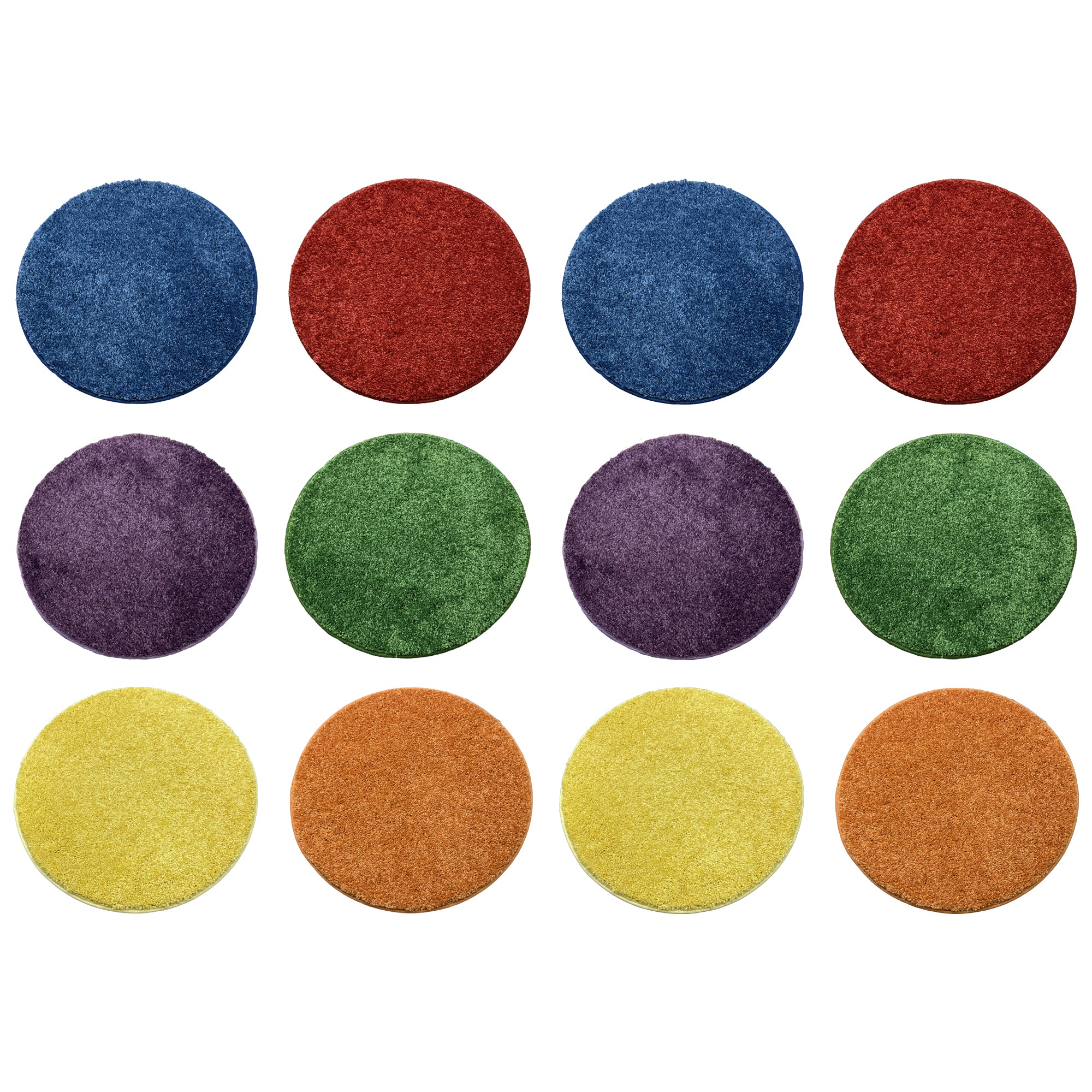 Children’s Carpet Circle Seats – Secondary Color Wheel, 18” Round Classroom Floor Cushions