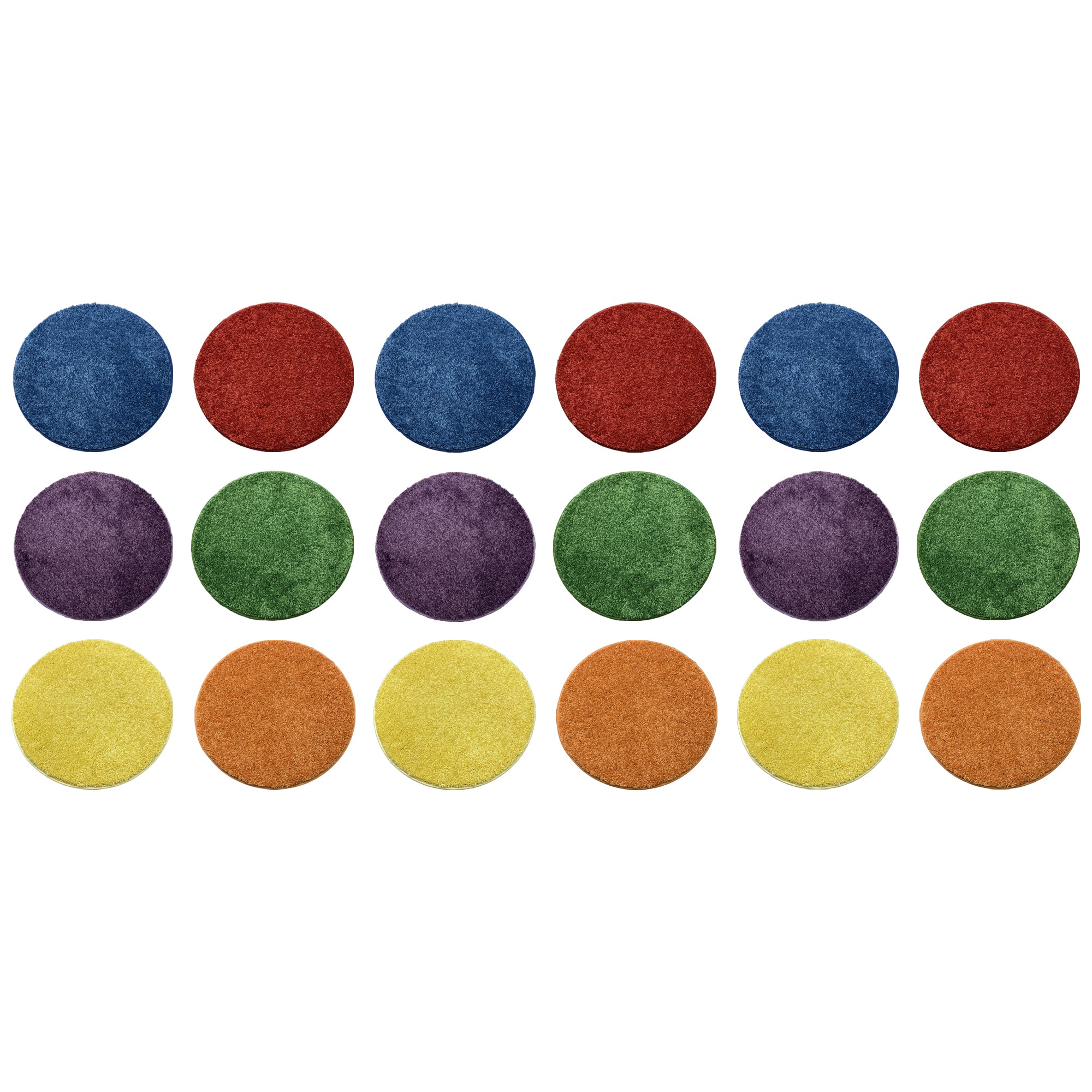 Children’s Carpet Circle Seats – Secondary Color Wheel, 18” Round Classroom Floor Cushions