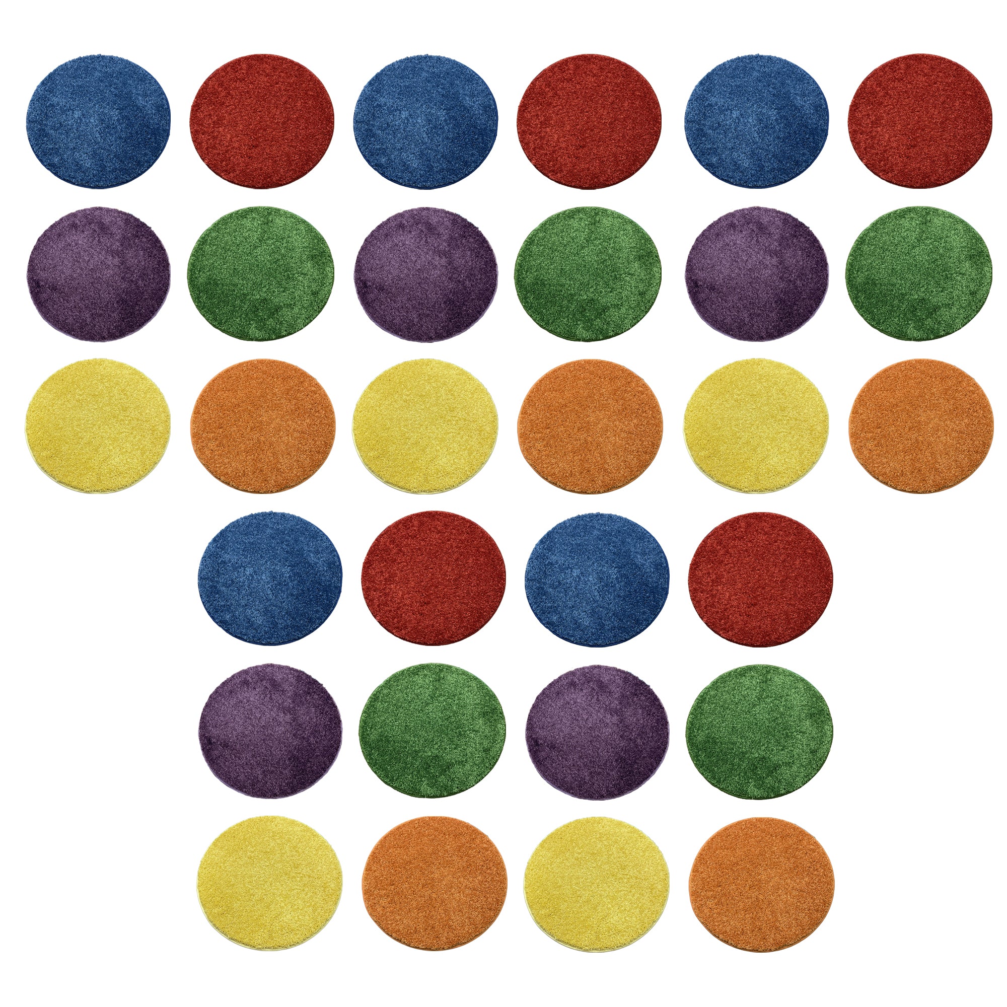Children’s Carpet Circle Seats – Secondary Color Wheel, 18” Round Classroom Floor Cushions