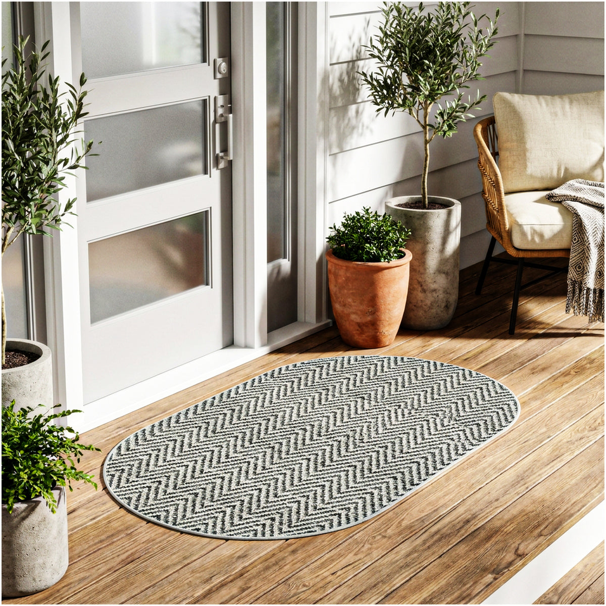 Tortola Chevron Indoor-Outdoor Area Rug | Custom Sizes Available