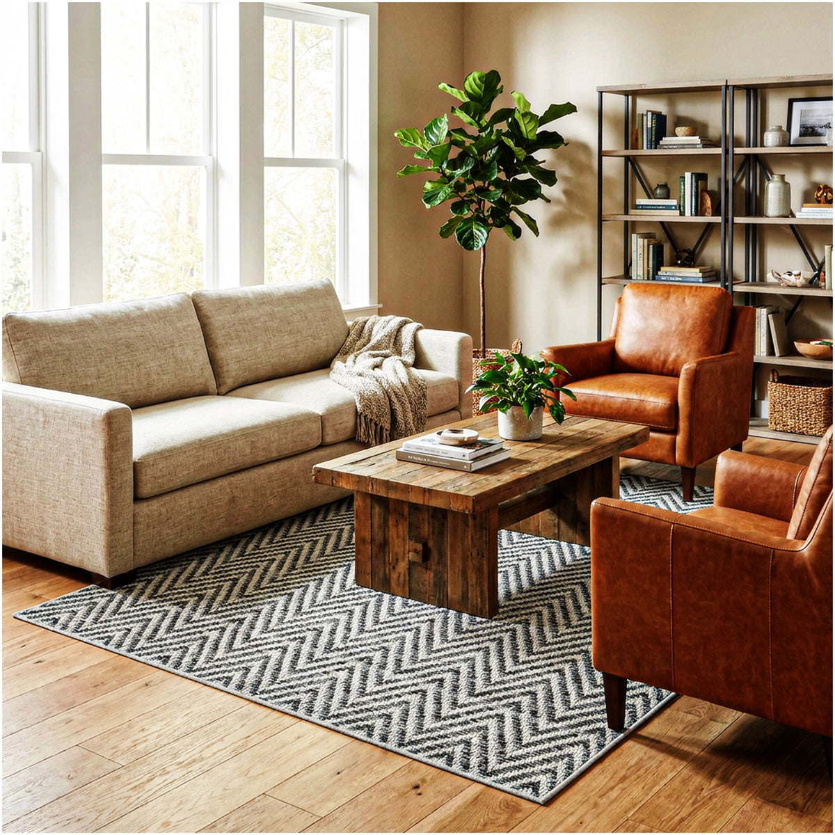 Tortola Chevron Indoor-Outdoor Area Rug | Custom Sizes Available