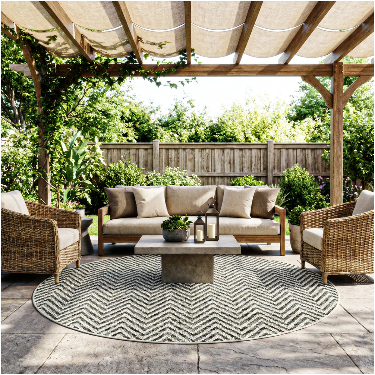 Tortola Chevron Indoor-Outdoor Area Rug | Custom Sizes Available