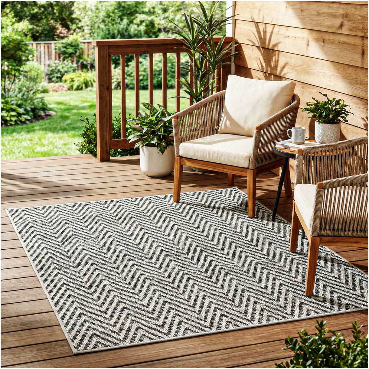Tortola Chevron Indoor-Outdoor Area Rug | Custom Sizes Available