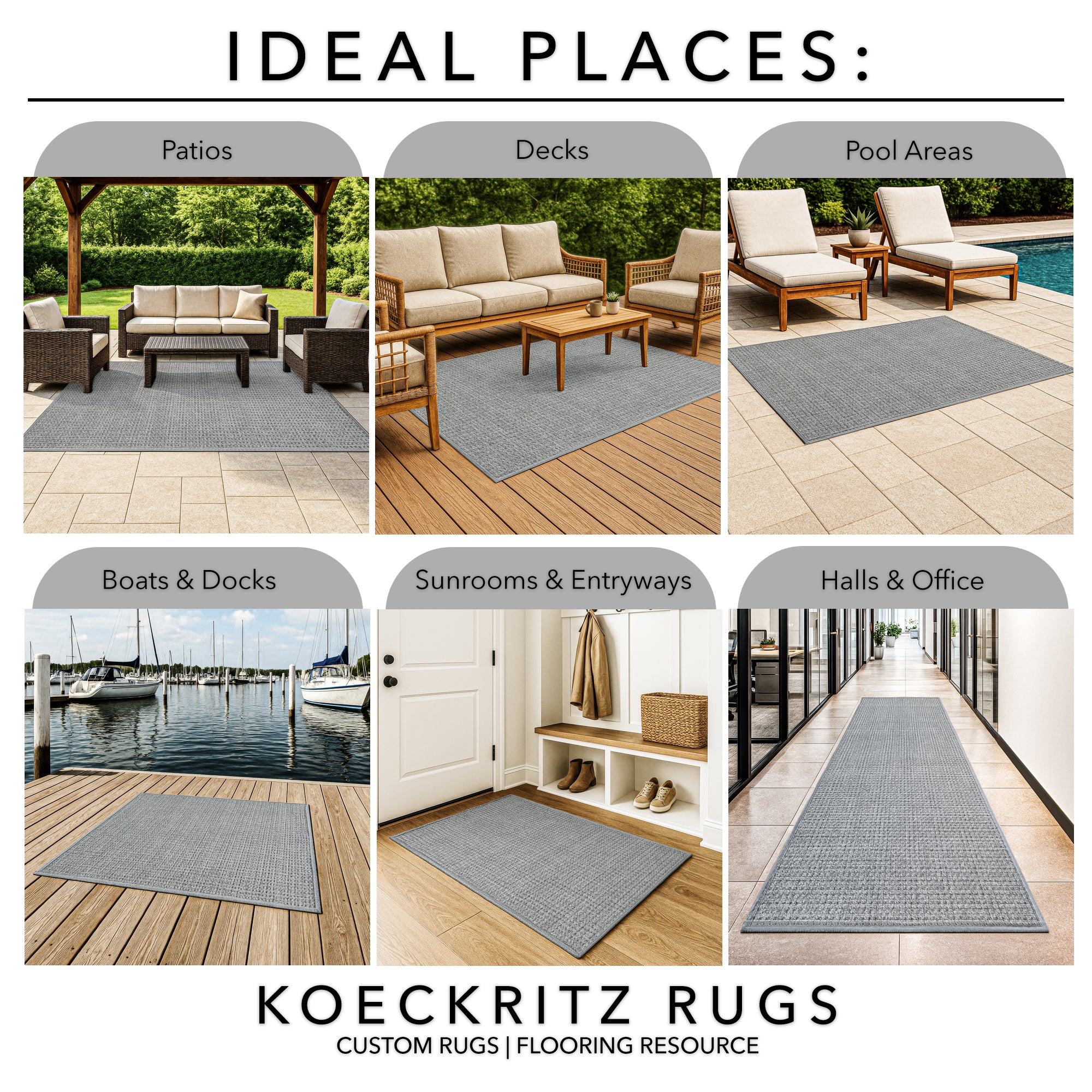 Interlace Waffle Pattern Indoor & Outdoor Rug – Eco-Friendly PET Fiber, Custom Sizes