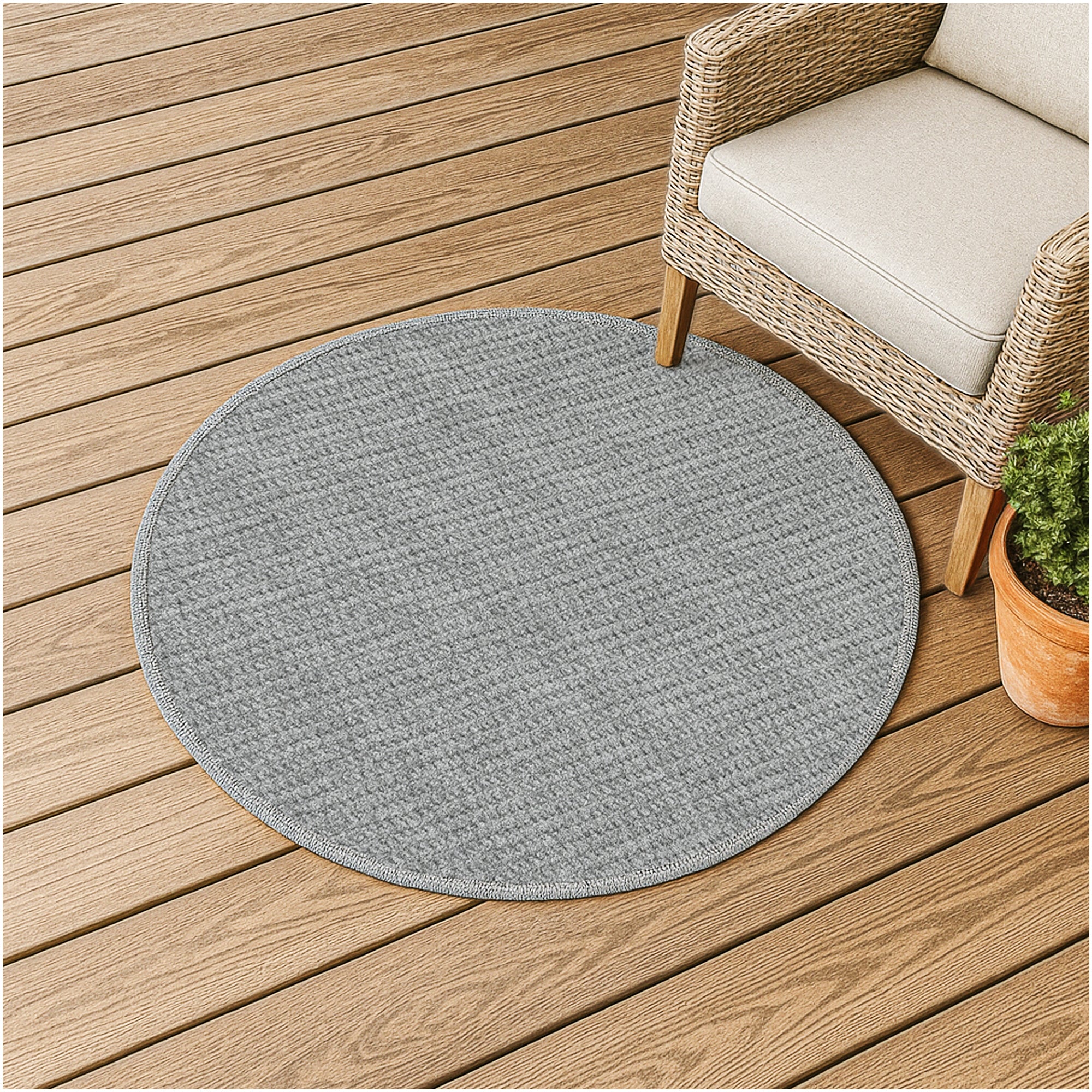 Interlace Waffle Pattern Indoor & Outdoor Rug – Eco-Friendly PET Fiber, Custom Sizes