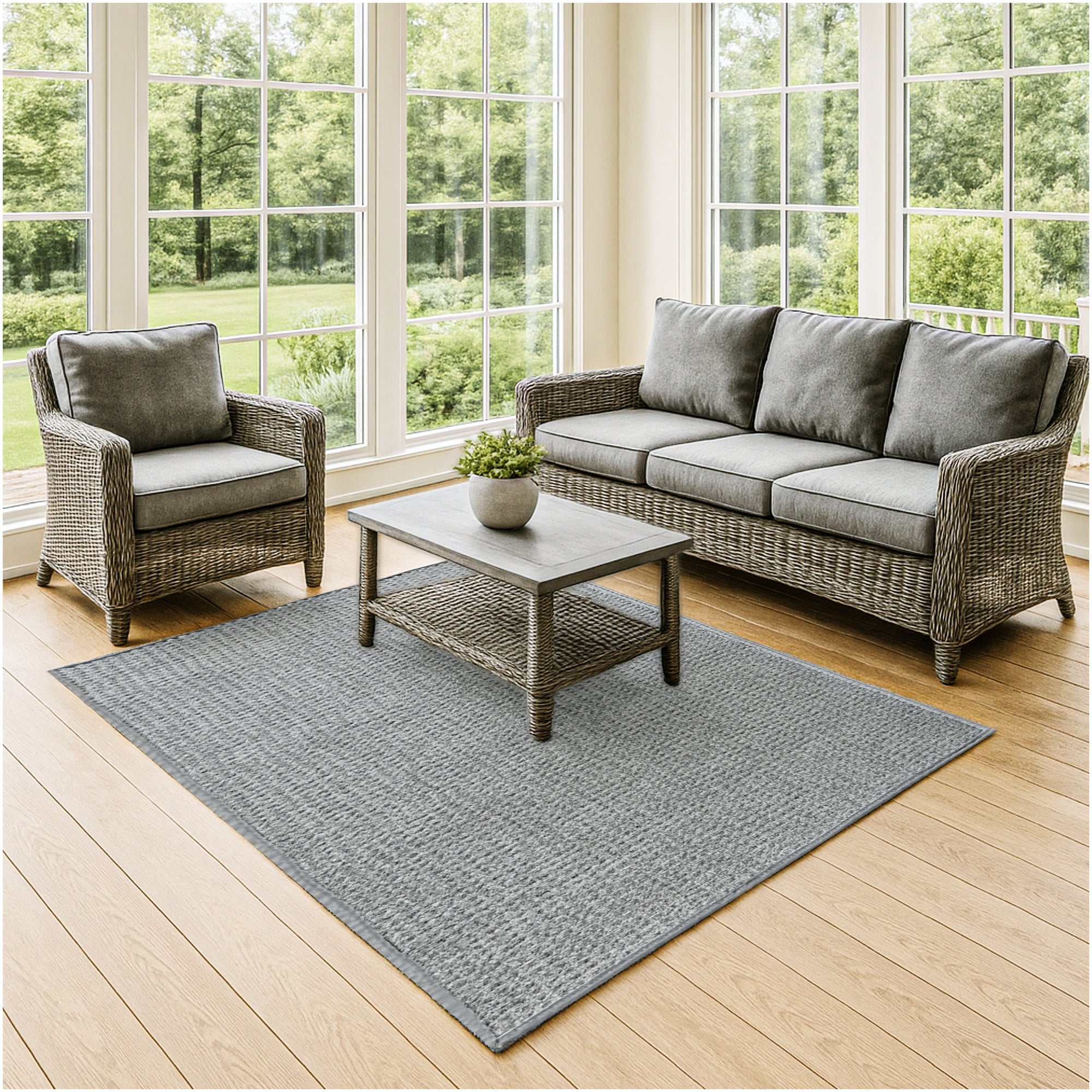 Interlace Waffle Pattern Indoor & Outdoor Rug – Eco-Friendly PET Fiber, Custom Sizes