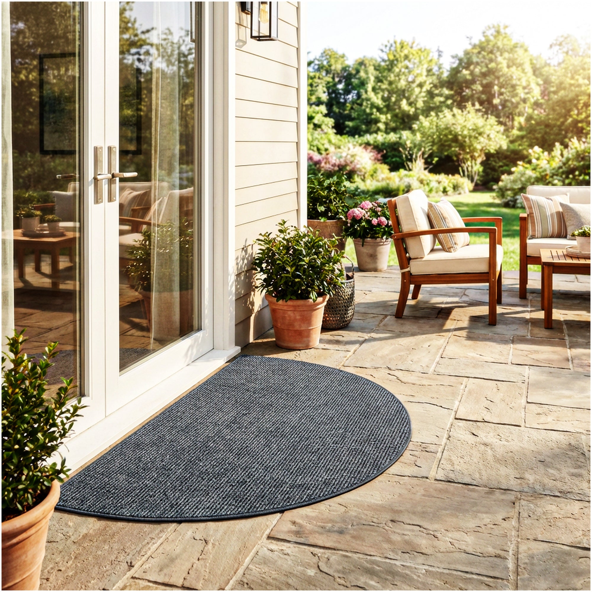 Wassaw Ribbed Indoor/Outdoor Area Rug – Lightweight PET Fiber, 6 Colors