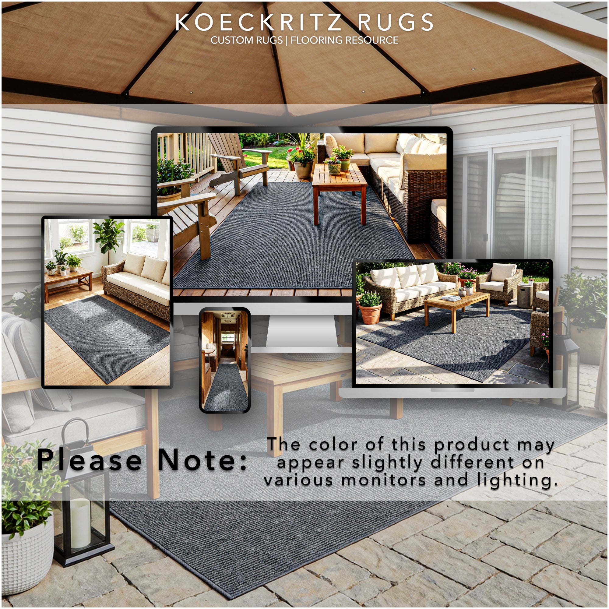 Wassaw Ribbed Indoor/Outdoor Area Rug – Lightweight PET Fiber, 6 Colors
