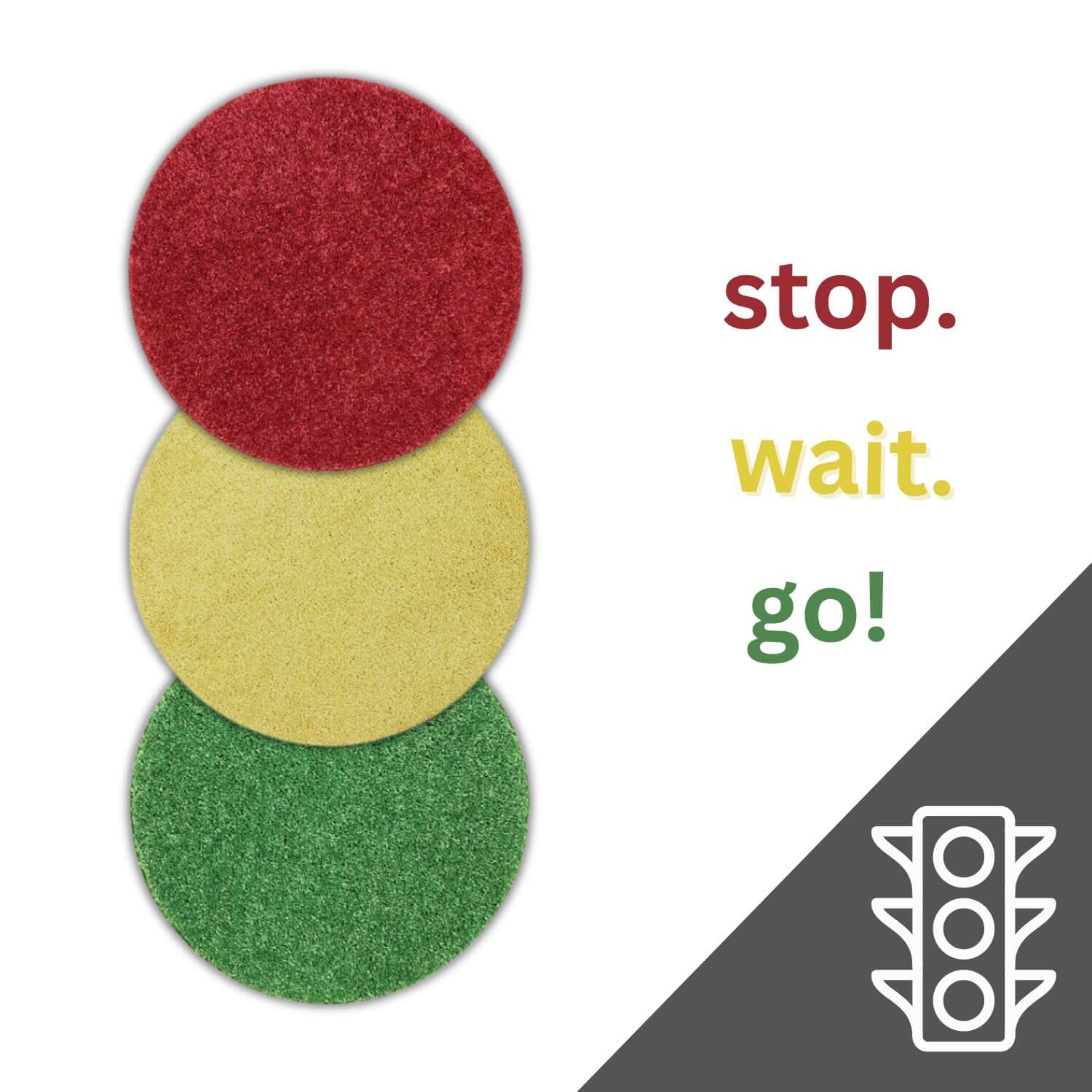 Children’s Carpet Circle Seats – Stop Light Theme, 18” Round Classroom Floor Cushions