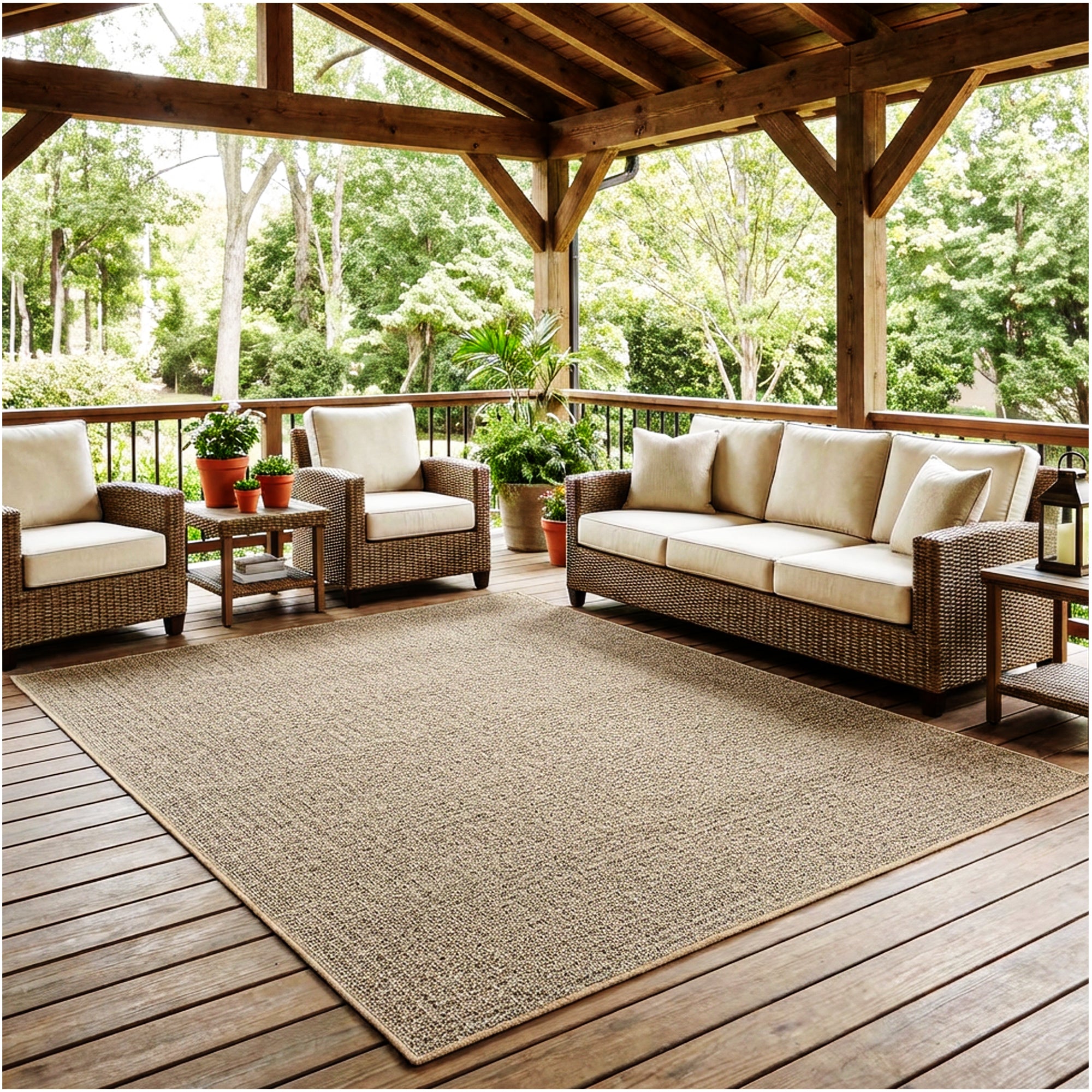 Casual Boucle Indoor/Outdoor Area Rug – Custom Sizes, 6 Colors