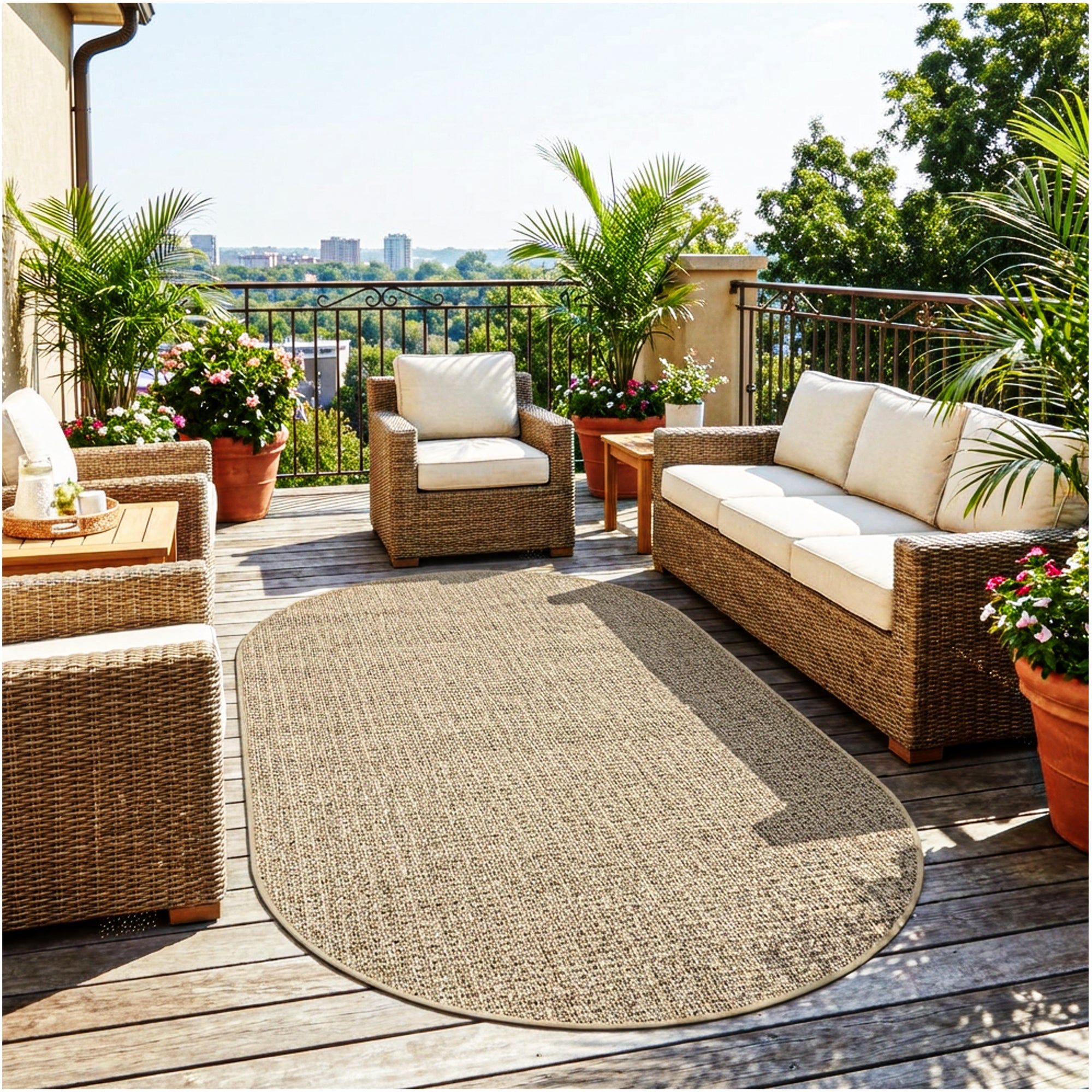 Casual Boucle Indoor/Outdoor Area Rug – Custom Sizes, 6 Colors