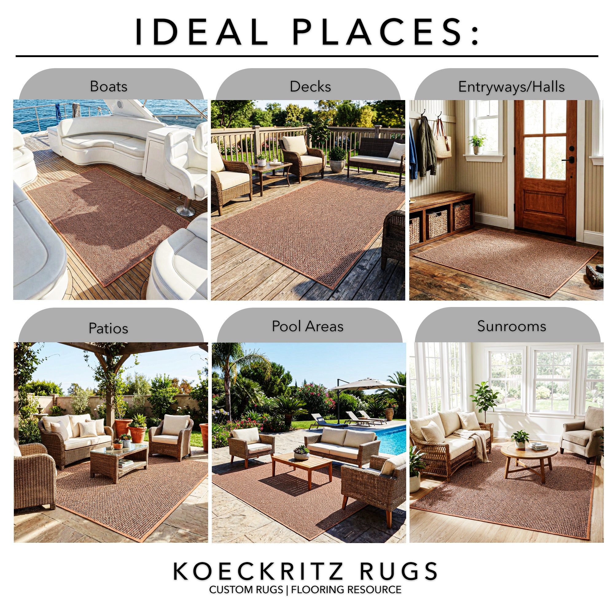 Natural Path Indoor/Outdoor Area Rug – Custom Sizes, 6 Colors