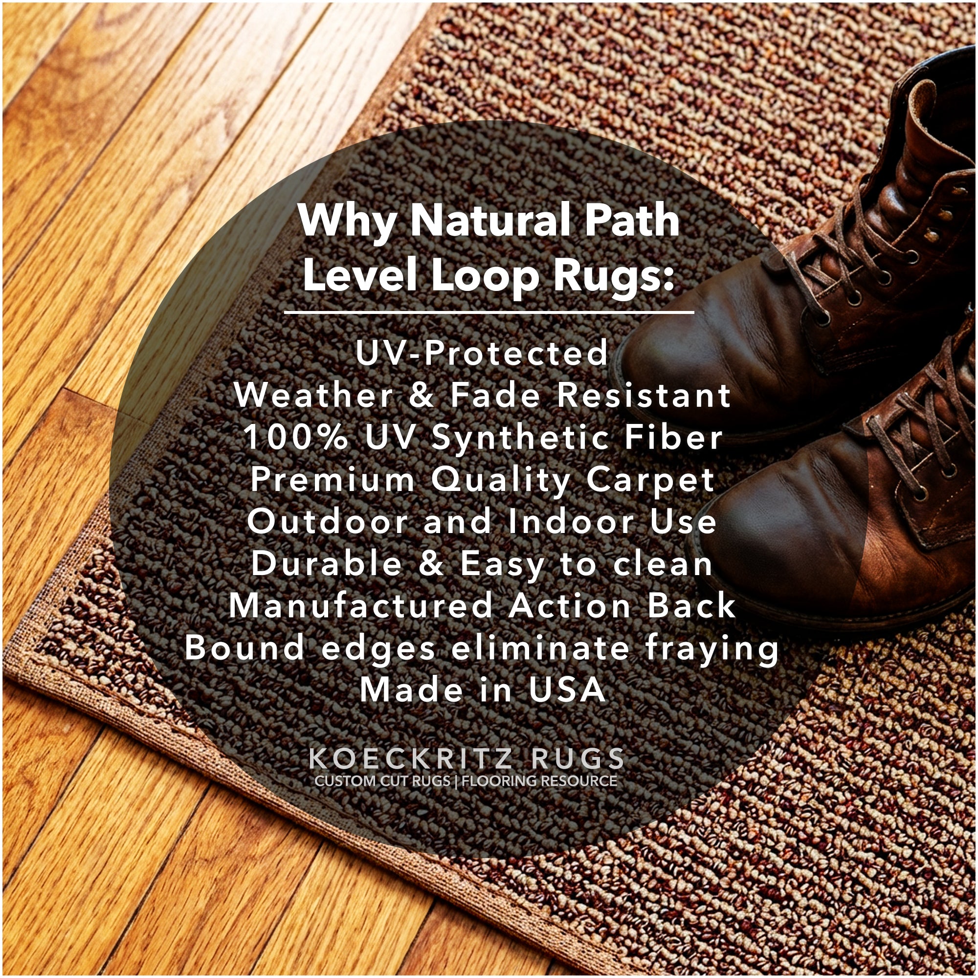 Natural Path Indoor/Outdoor Area Rug – Custom Sizes, 6 Colors