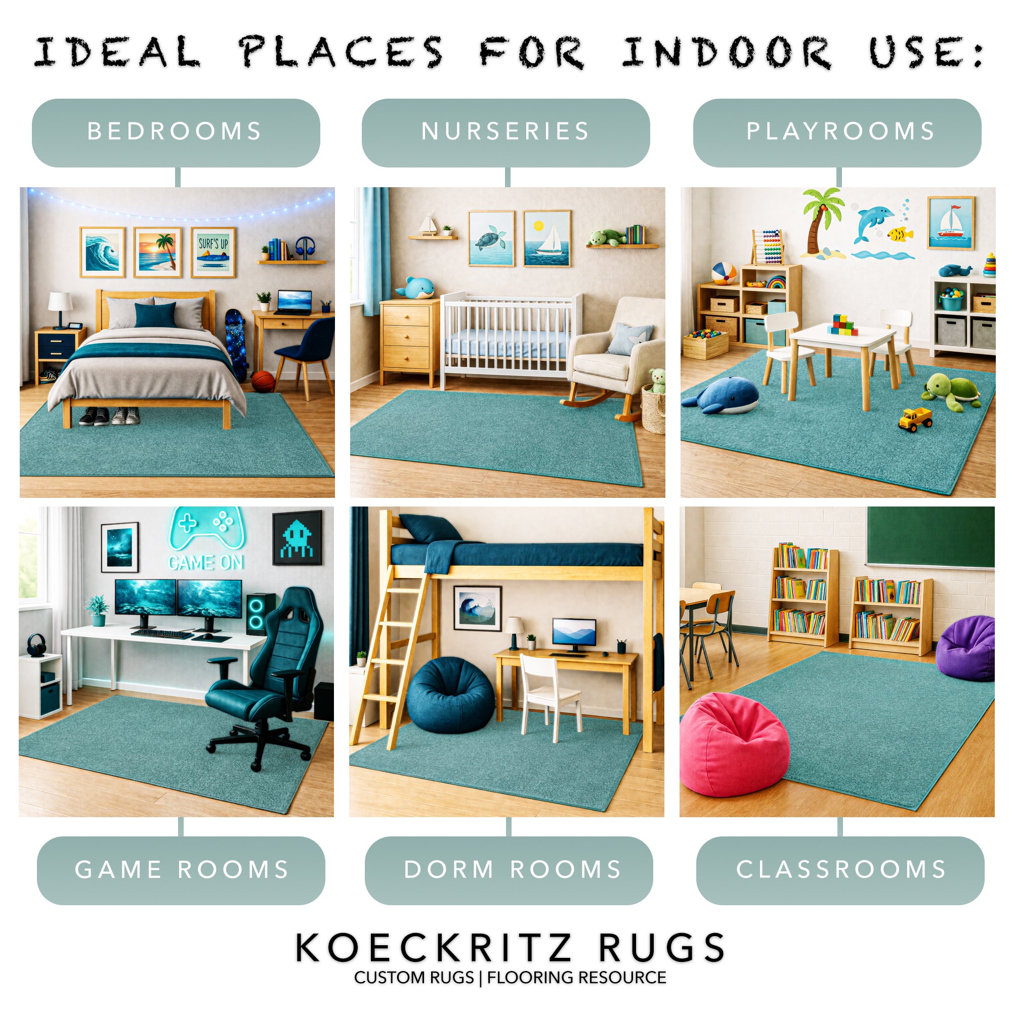 Kid Crossing Soft Area Rug – Colorful Collection, Custom Sizes Available