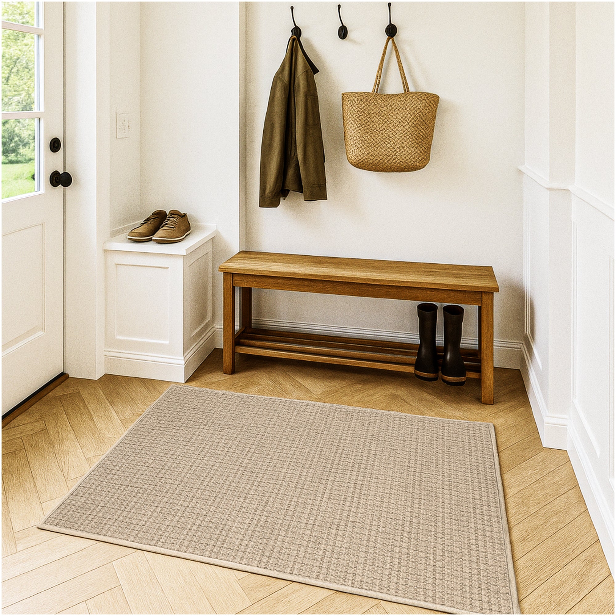 Interlace Waffle Pattern Indoor & Outdoor Rug – Eco-Friendly PET Fiber, Custom Sizes