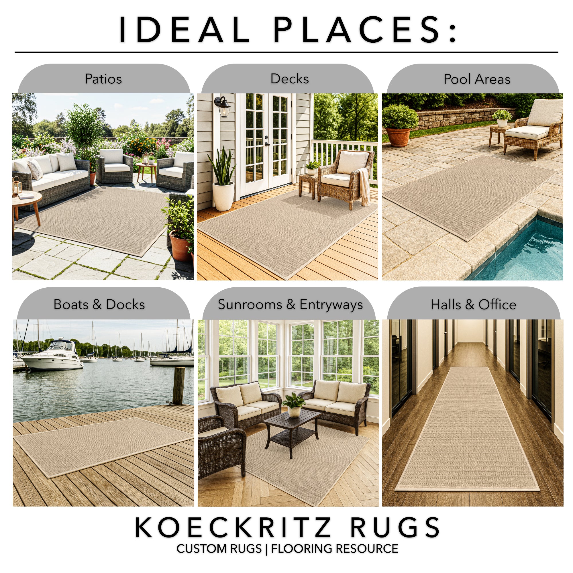 Interlace Waffle Pattern Indoor & Outdoor Rug – Eco-Friendly PET Fiber, Custom Sizes