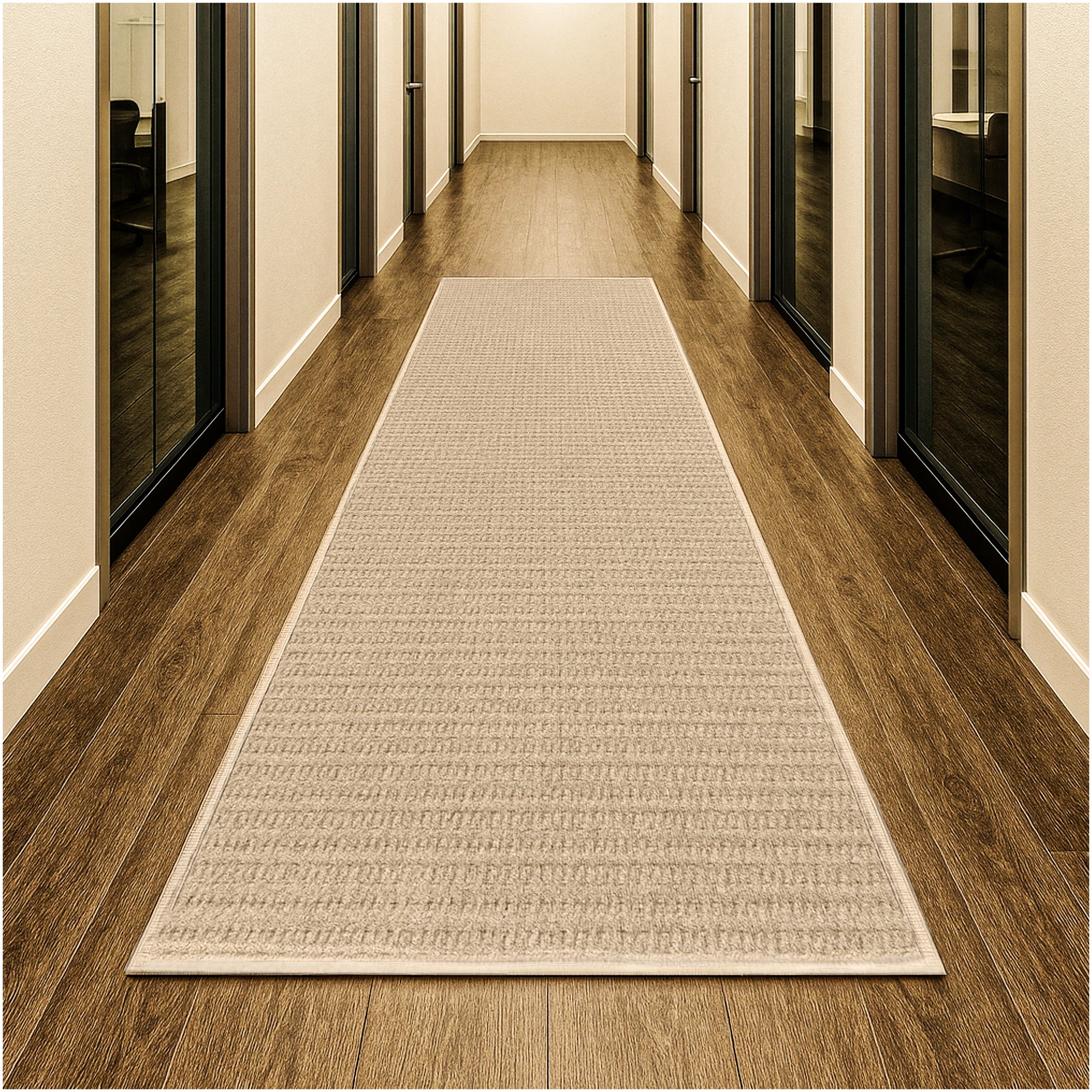 Interlace Waffle Pattern Indoor & Outdoor Rug – Eco-Friendly PET Fiber, Custom Sizes