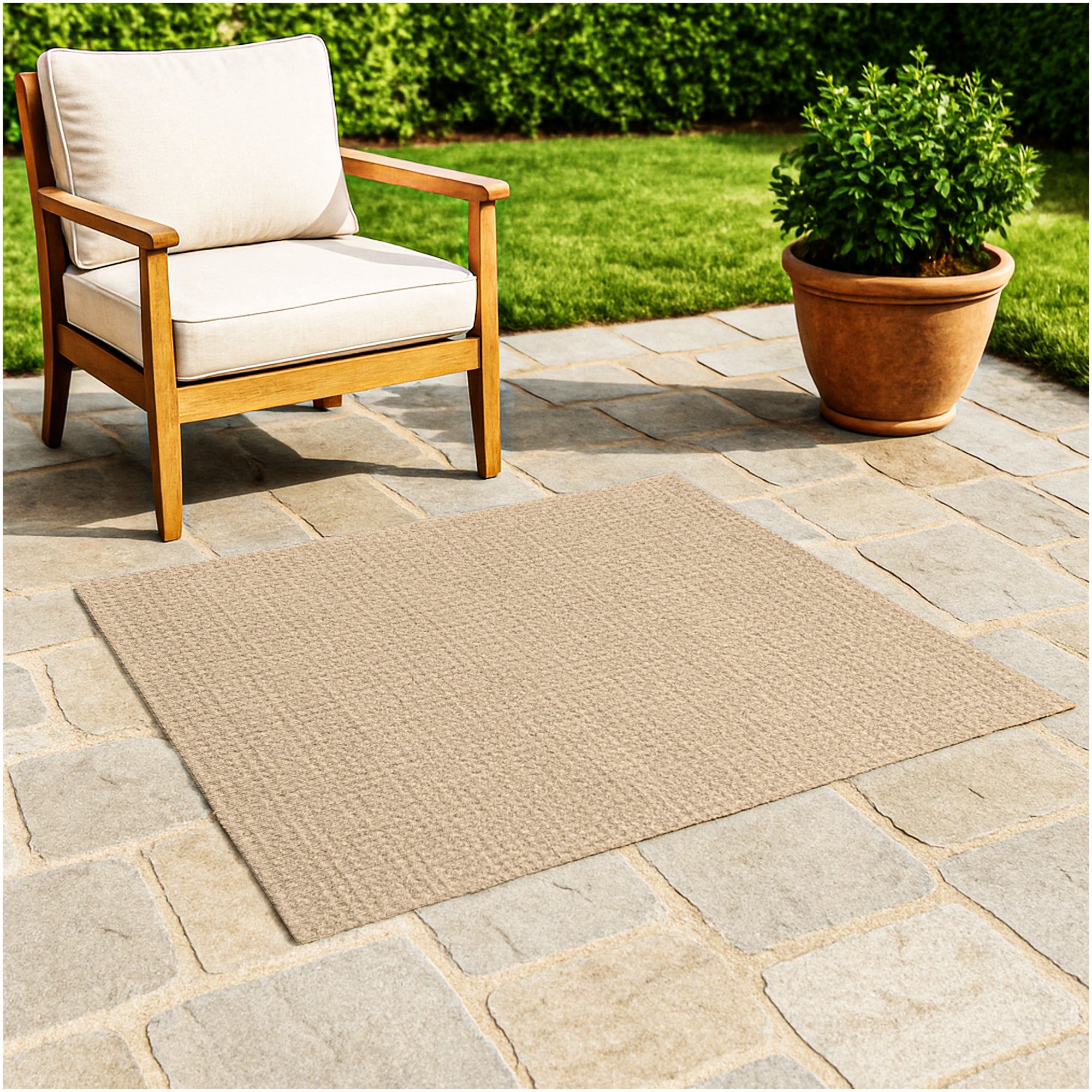 Interlace Waffle Pattern Indoor & Outdoor Rug – Eco-Friendly PET Fiber, Custom Sizes