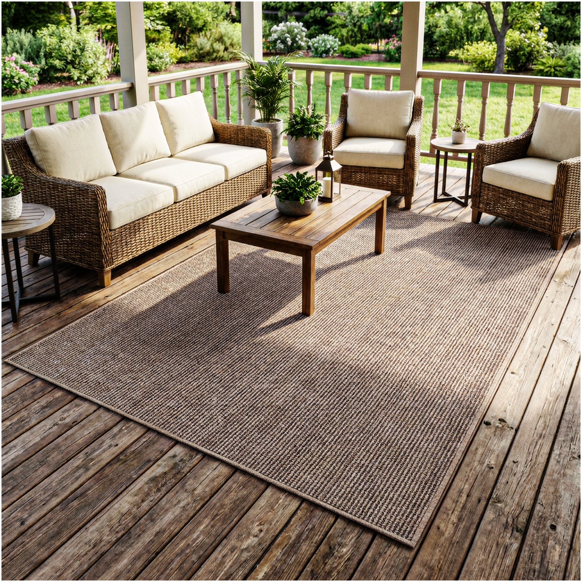 Wassaw Ribbed Indoor/Outdoor Area Rug – Lightweight PET Fiber, 6 Colors