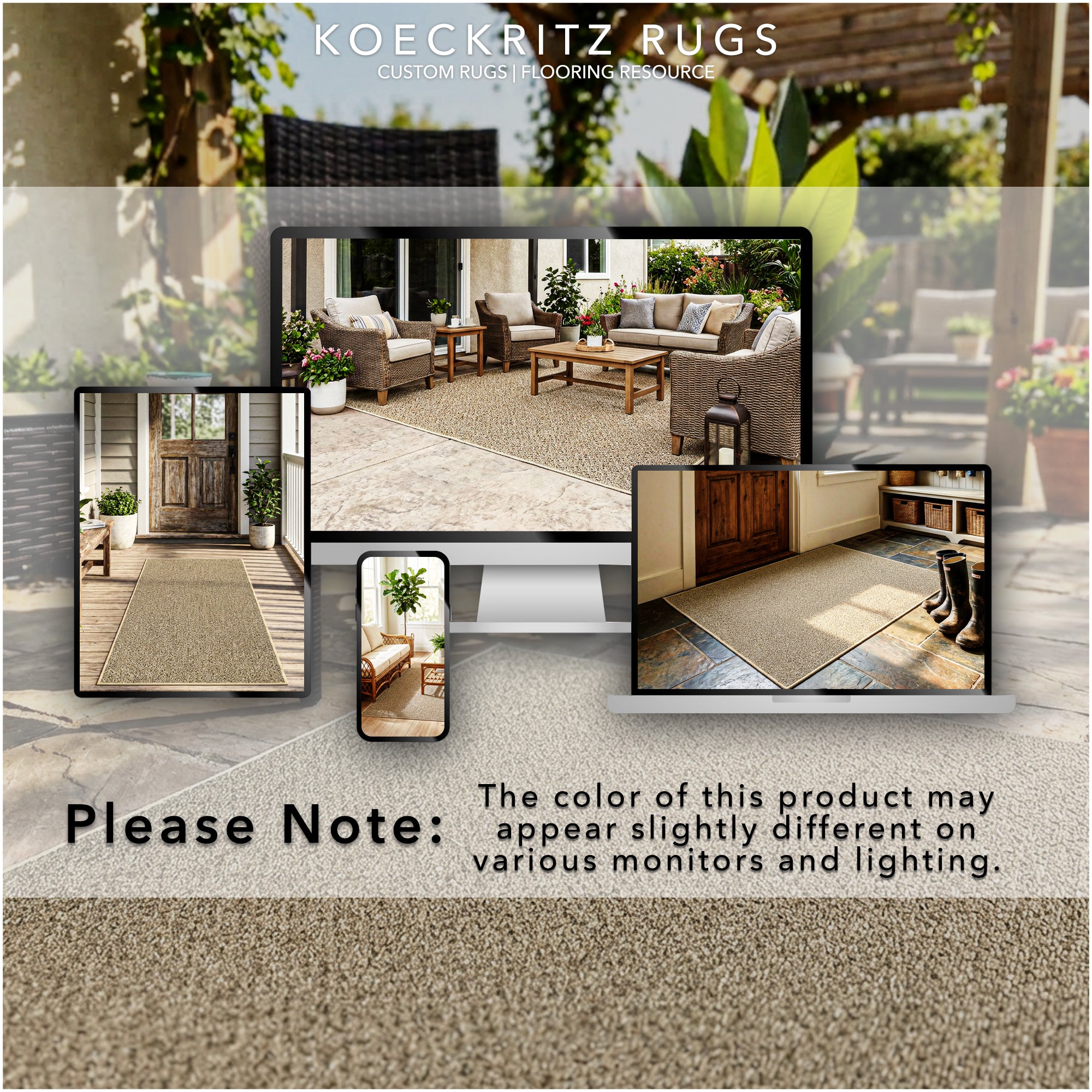Natural Path Indoor/Outdoor Area Rug – Custom Sizes, 6 Colors