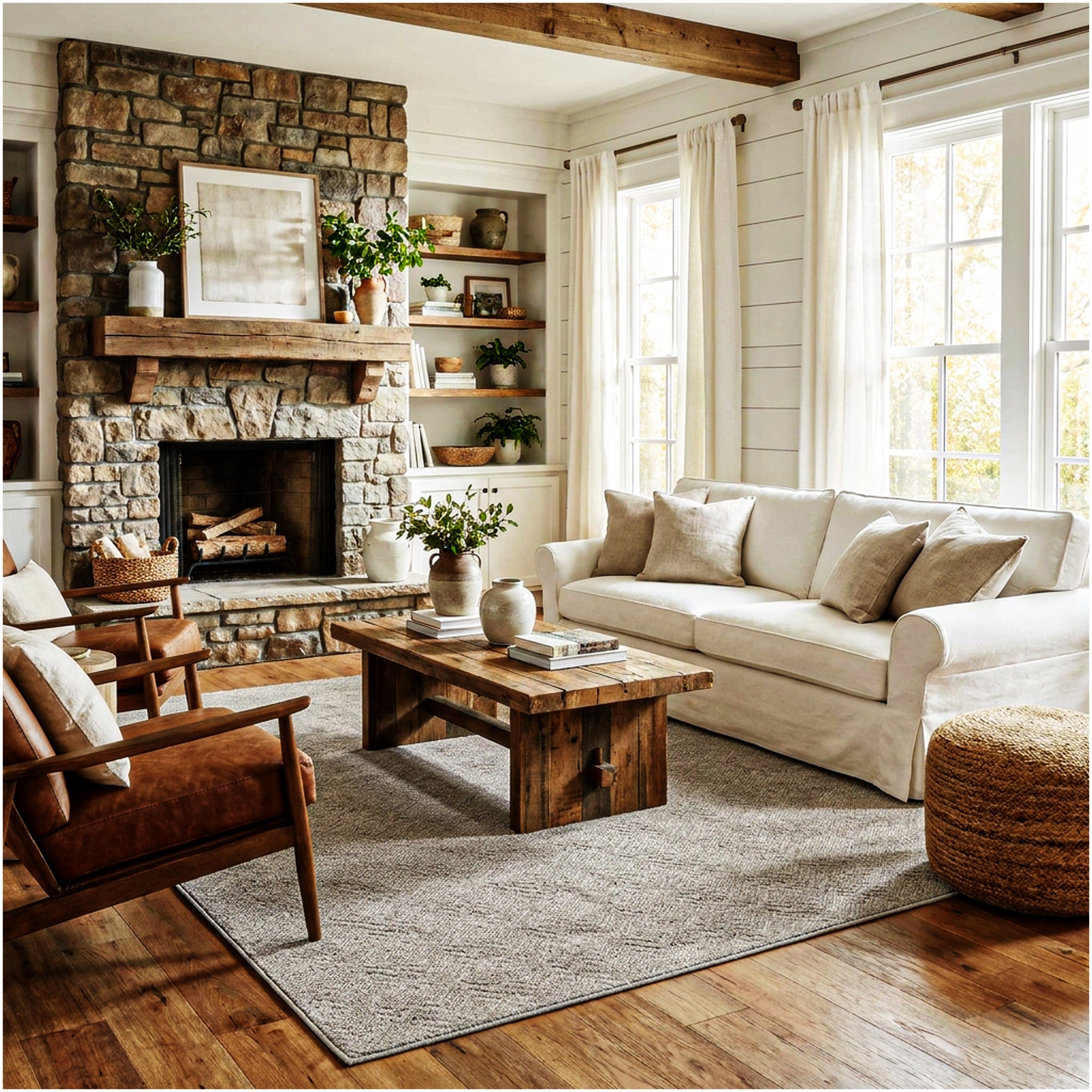 Neutral Geometric Weave Indoor Area Rug | Standard Sizes & Colors