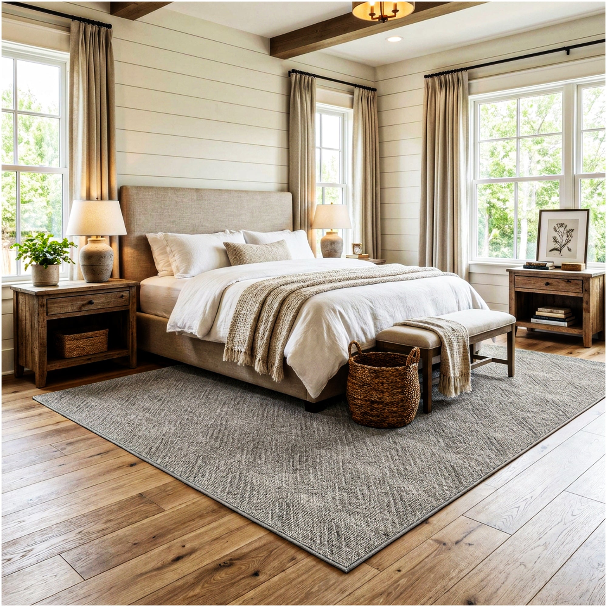 Neutral Geometric Weave Indoor Area Rug | Standard Sizes & Colors