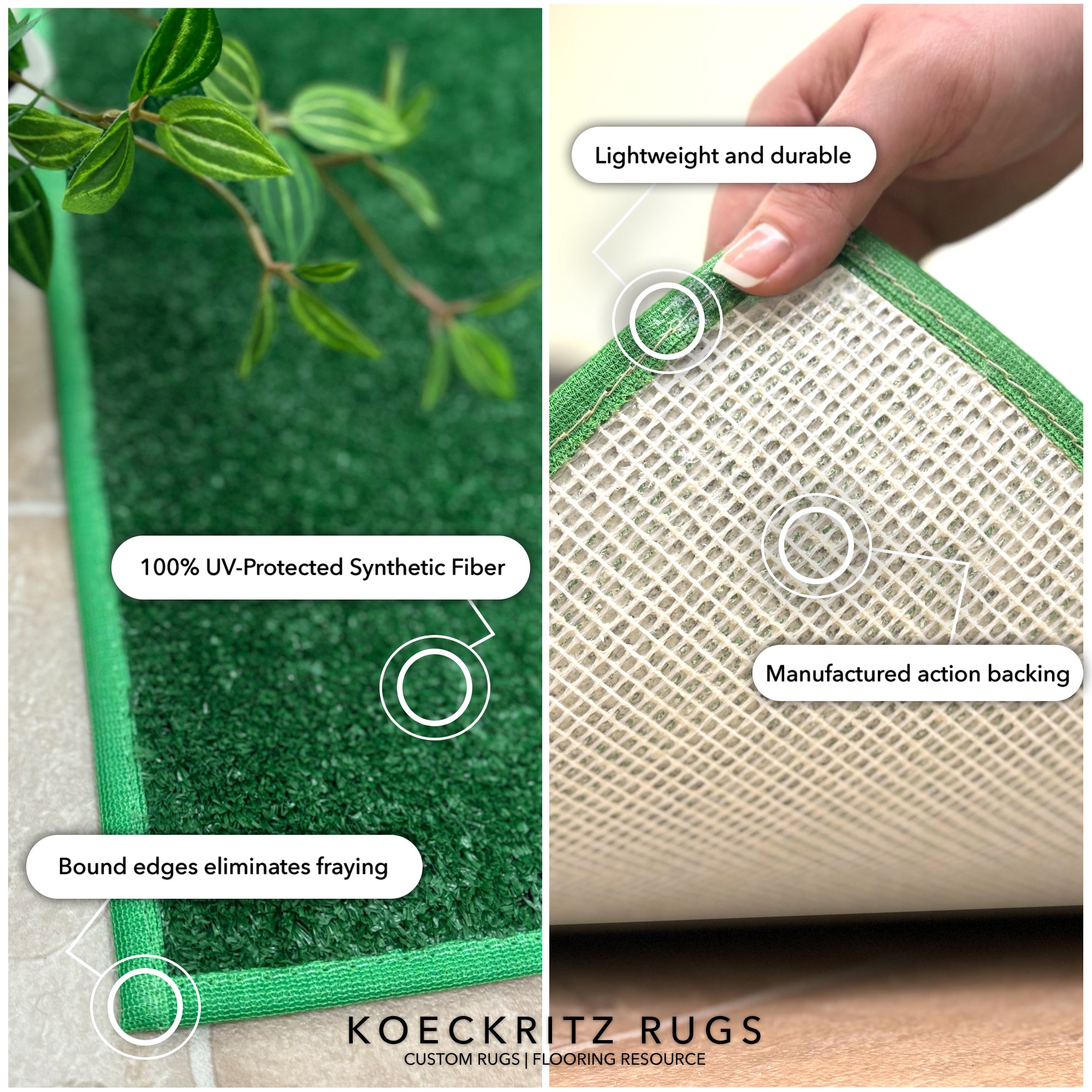Turftime Artificial Grass Rug | Standard Sizes (Brown & Green)