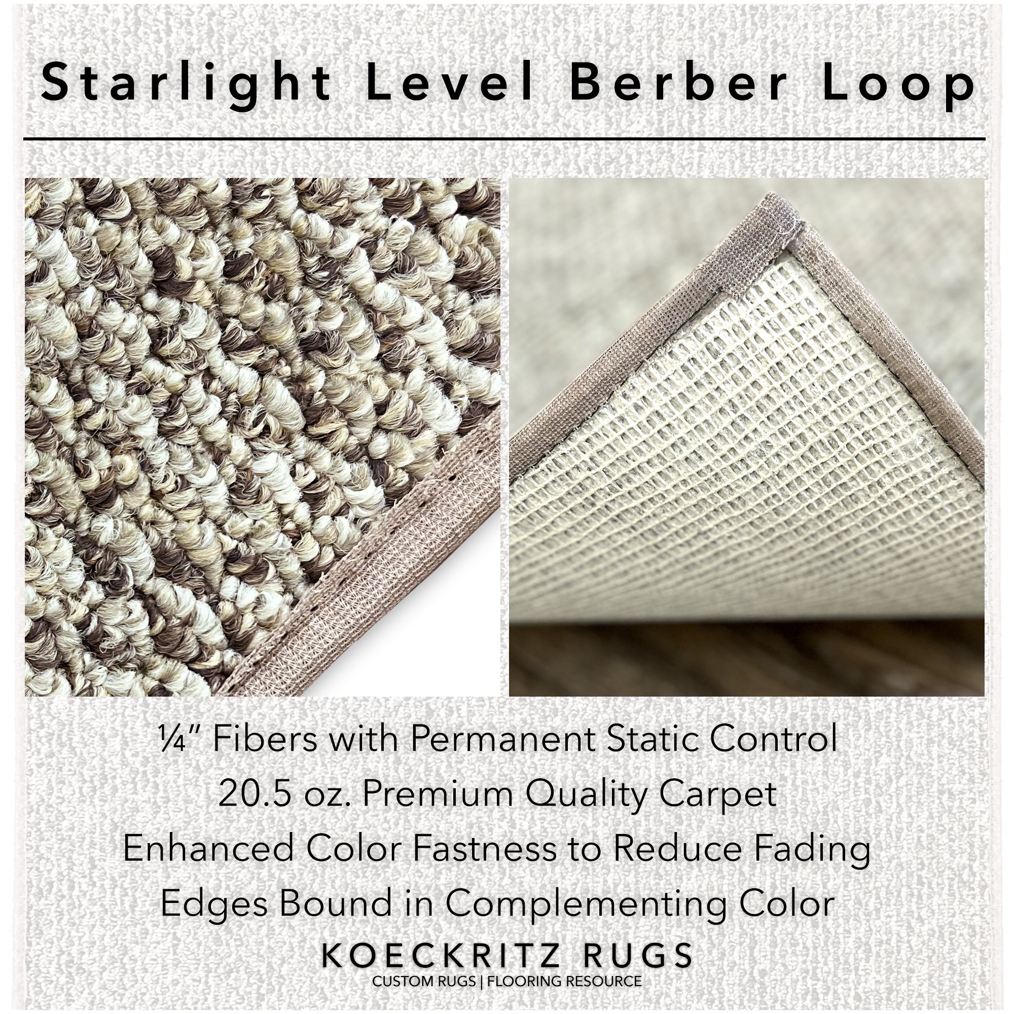 Starlight Level Berber Loop Indoor Area Rug Carpet Collection