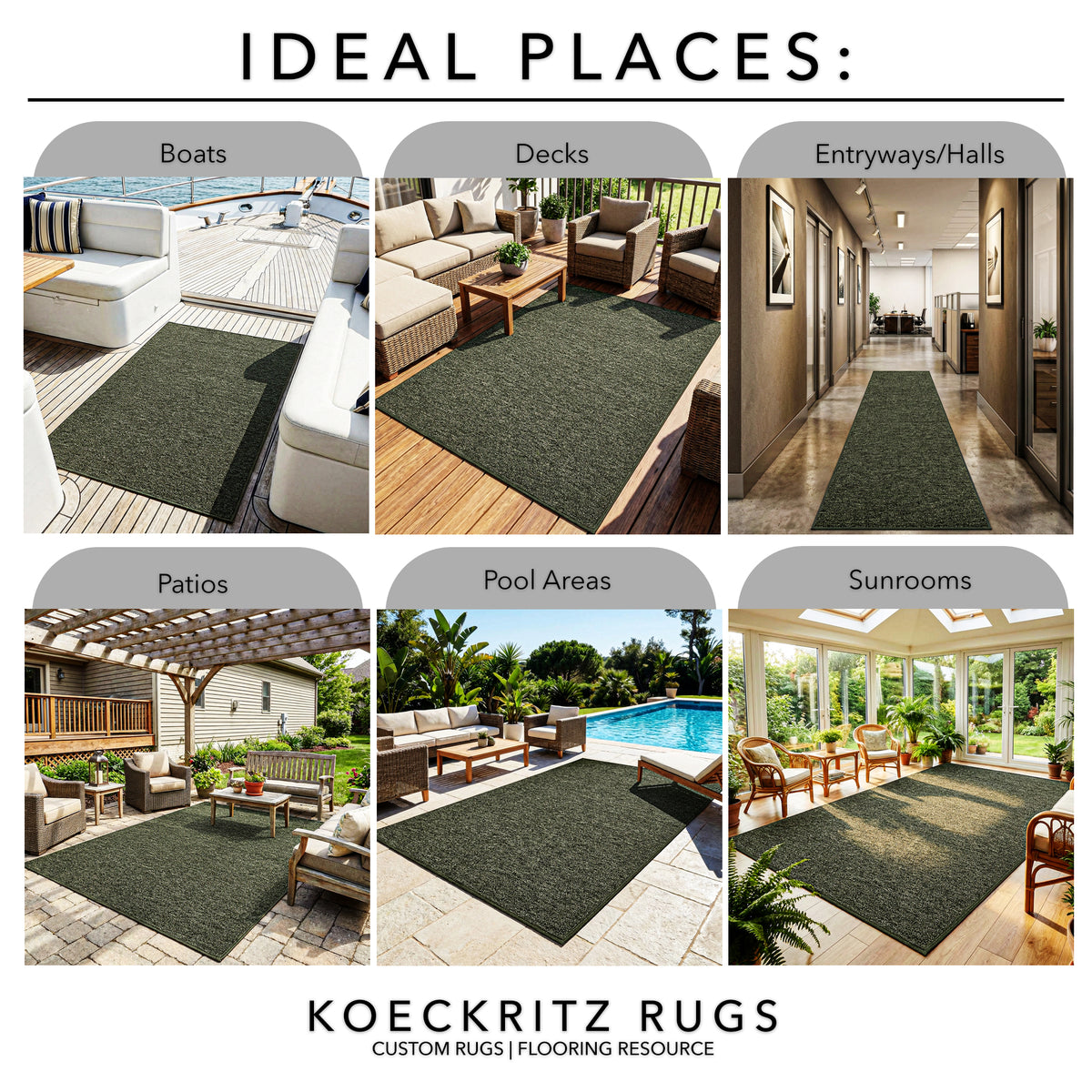 Outside Agenda Indoor Outdoor Rug | Durable Level Loop Rug in Custom Sizes