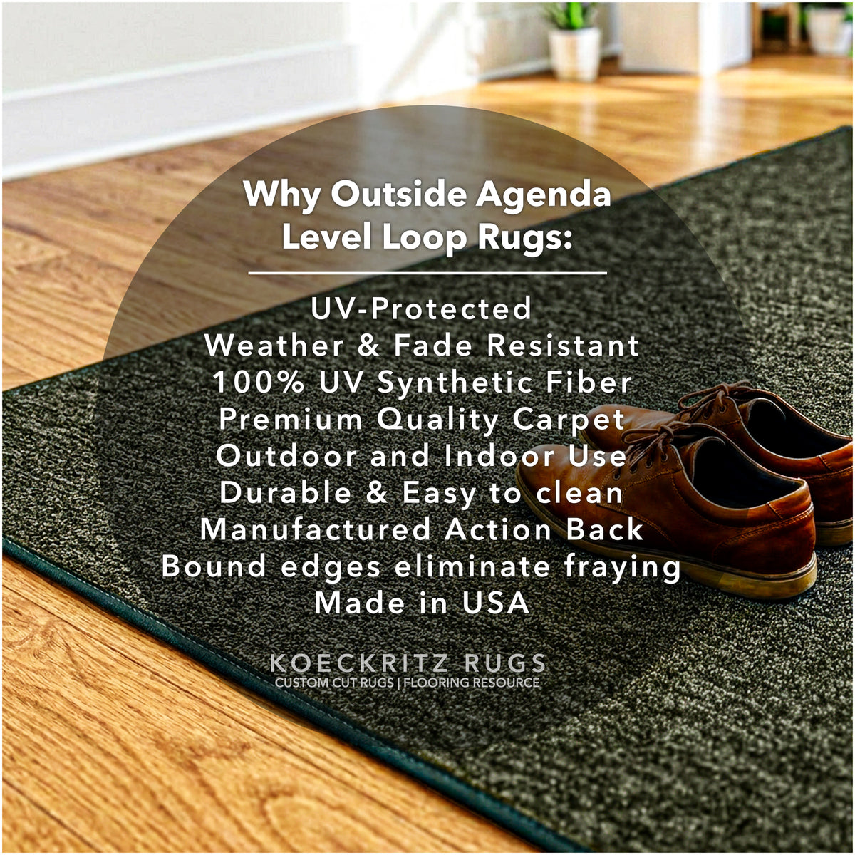 Outside Agenda Indoor Outdoor Rug | Durable Level Loop Rug in Custom Sizes
