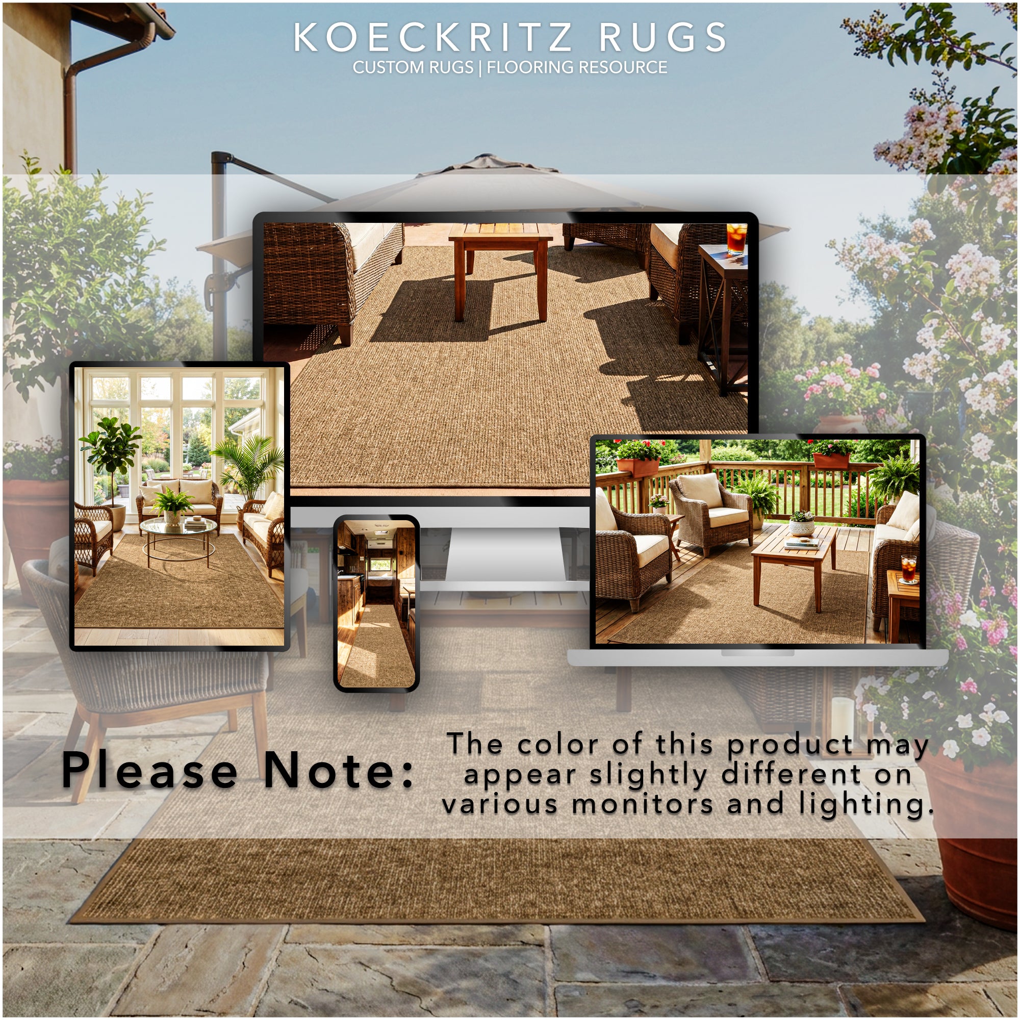 Wassaw Ribbed Indoor/Outdoor Area Rug – Lightweight PET Fiber, 6 Colors