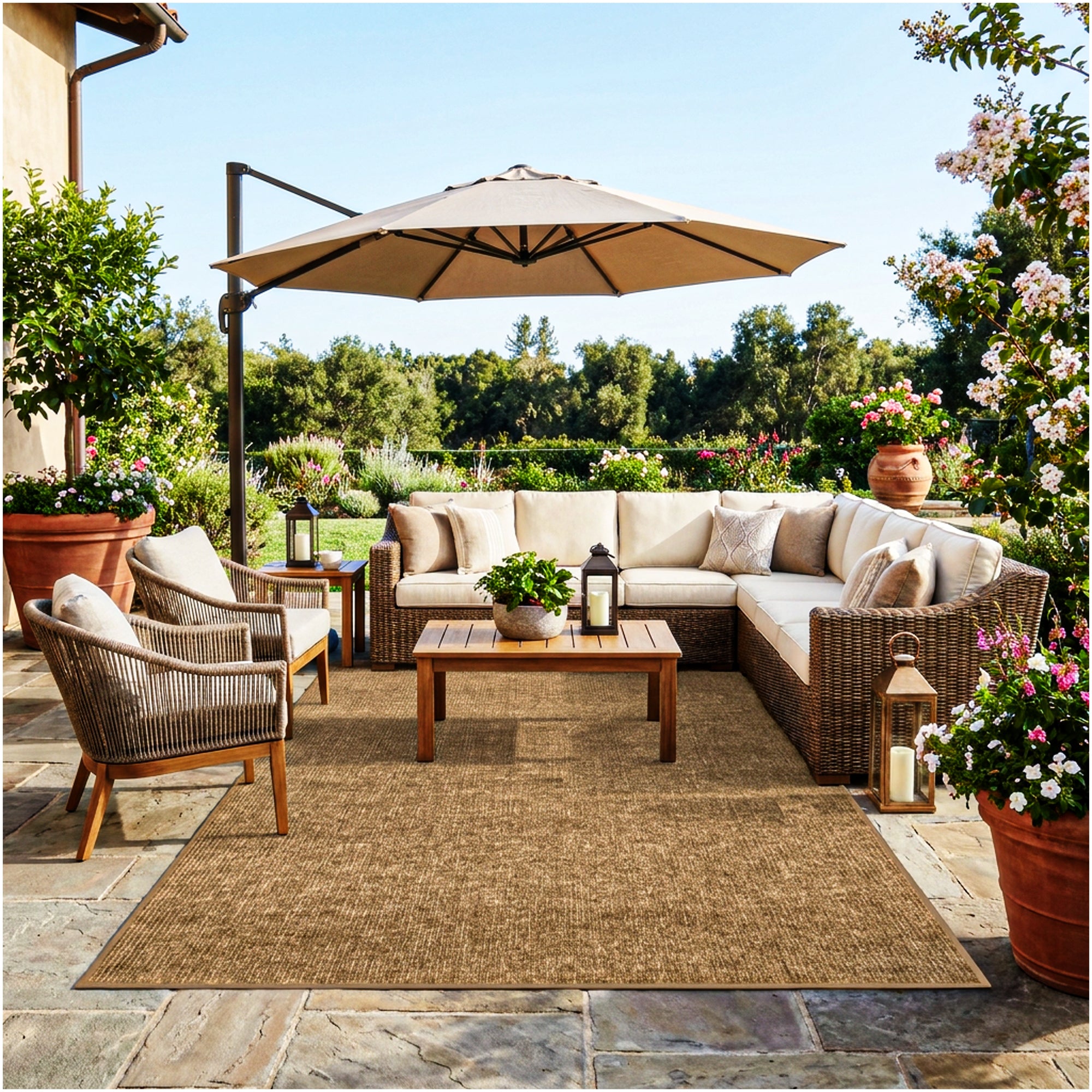 Wassaw Ribbed Indoor/Outdoor Area Rug – Lightweight PET Fiber, 6 Colors