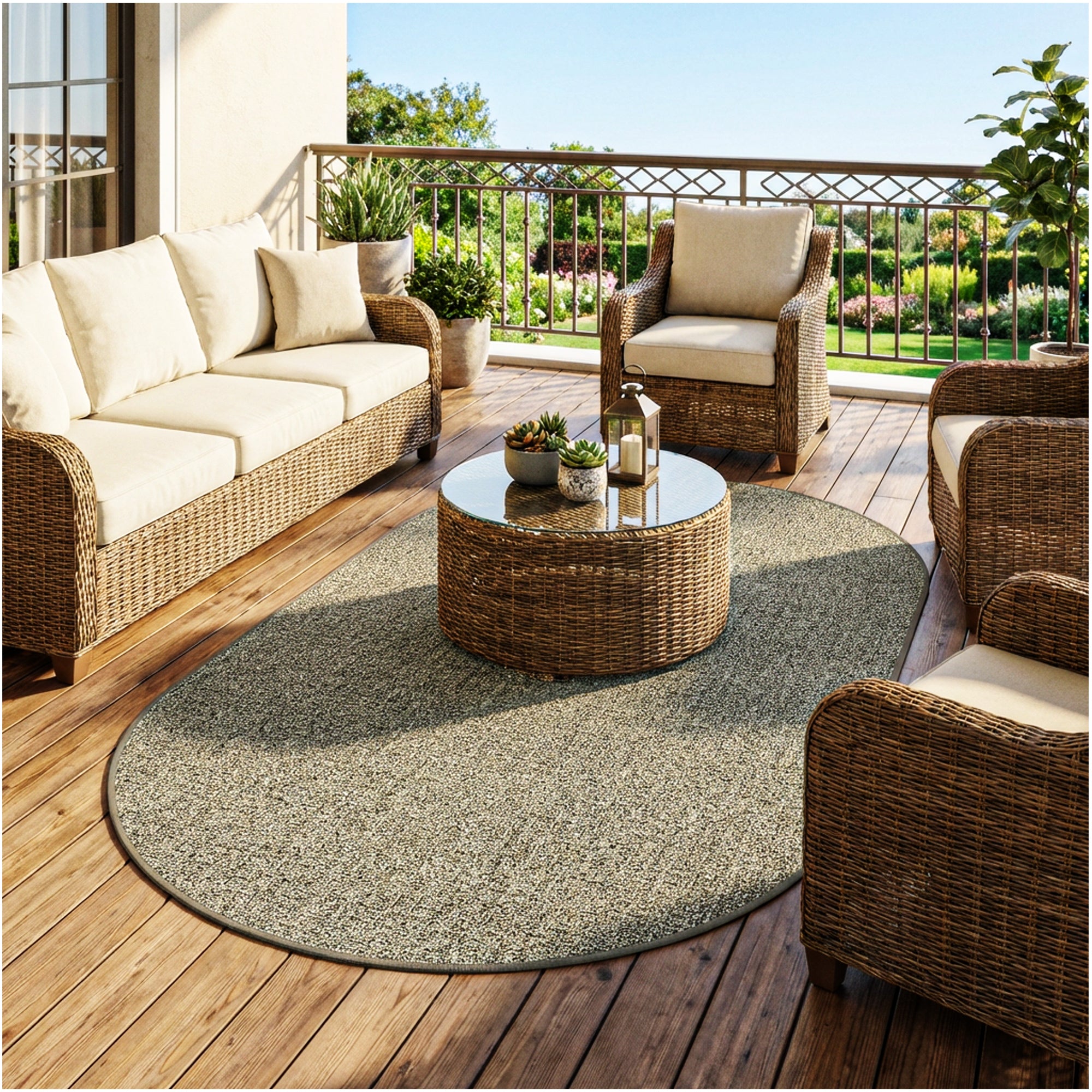 Casual Boucle Indoor/Outdoor Area Rug – Custom Sizes, 6 Colors