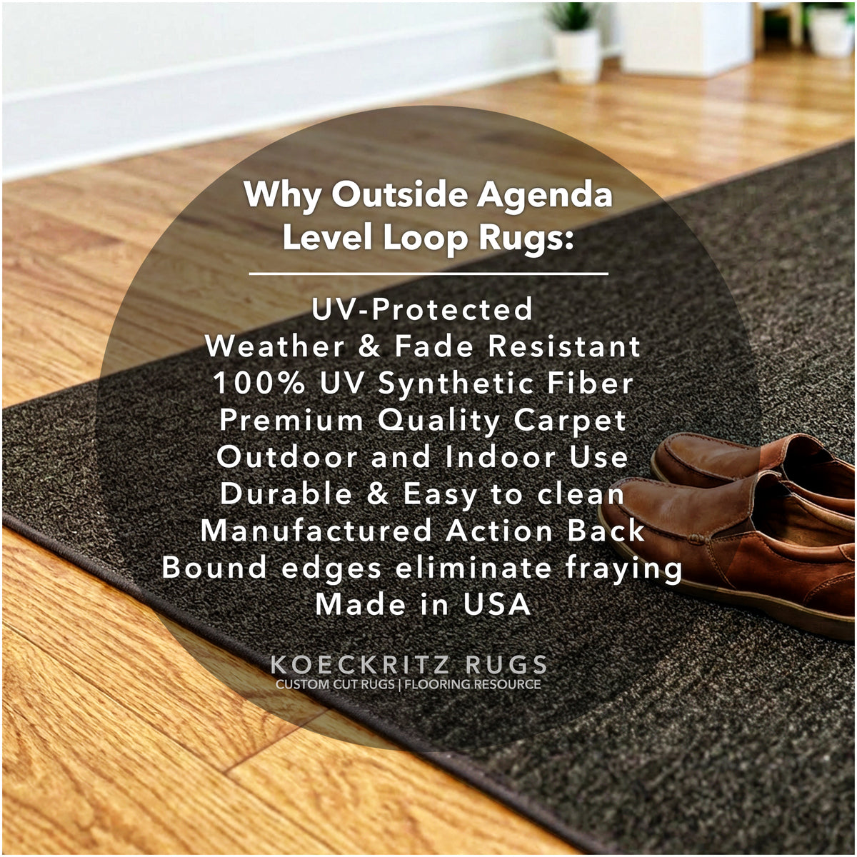 Outside Agenda Indoor Outdoor Rug | Durable Level Loop Rug in Custom Sizes