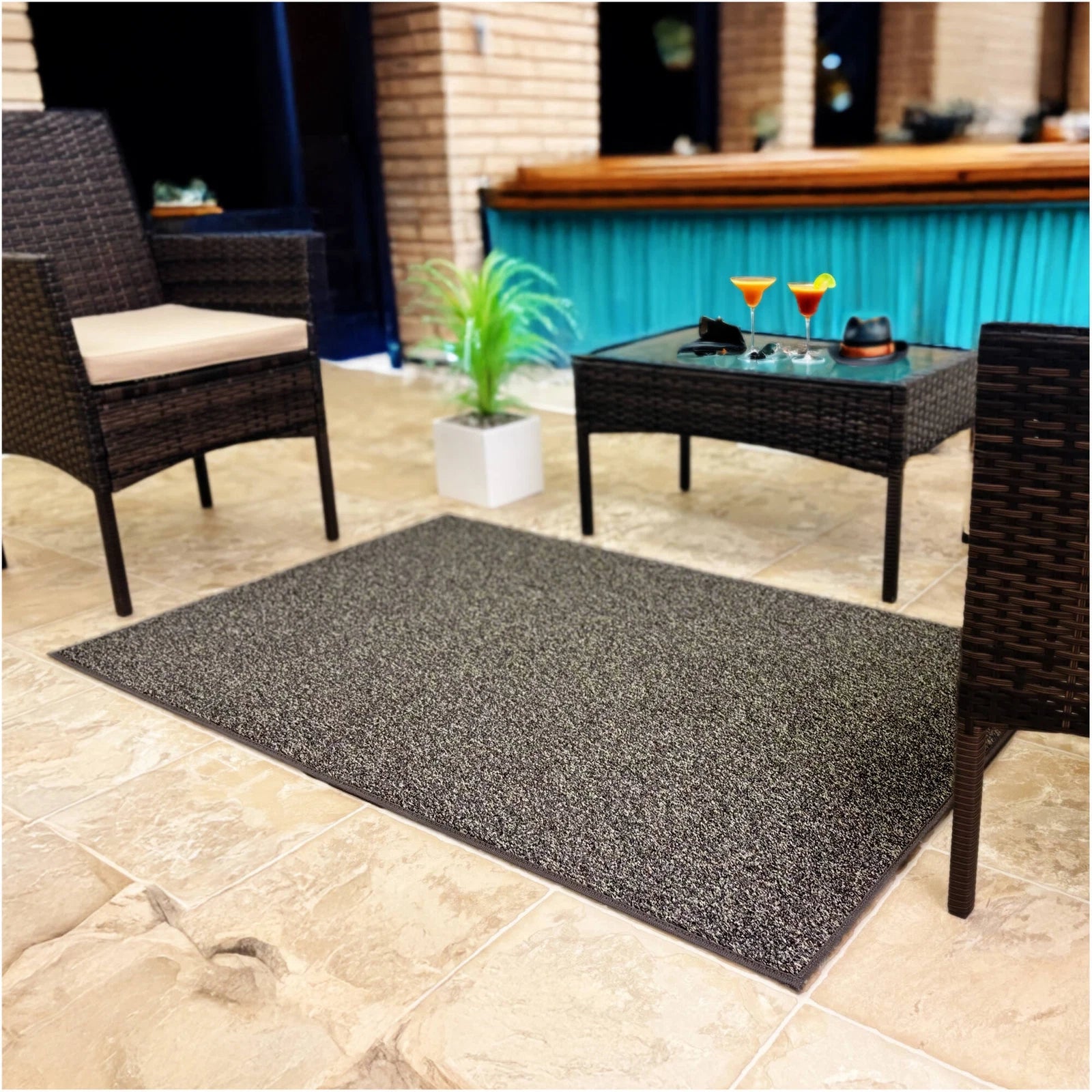 Cabana Tweed Artificial Grass Turf Rug – 3/8” Thick Ultra Turf Carpet, Custom Size, 7 Colors