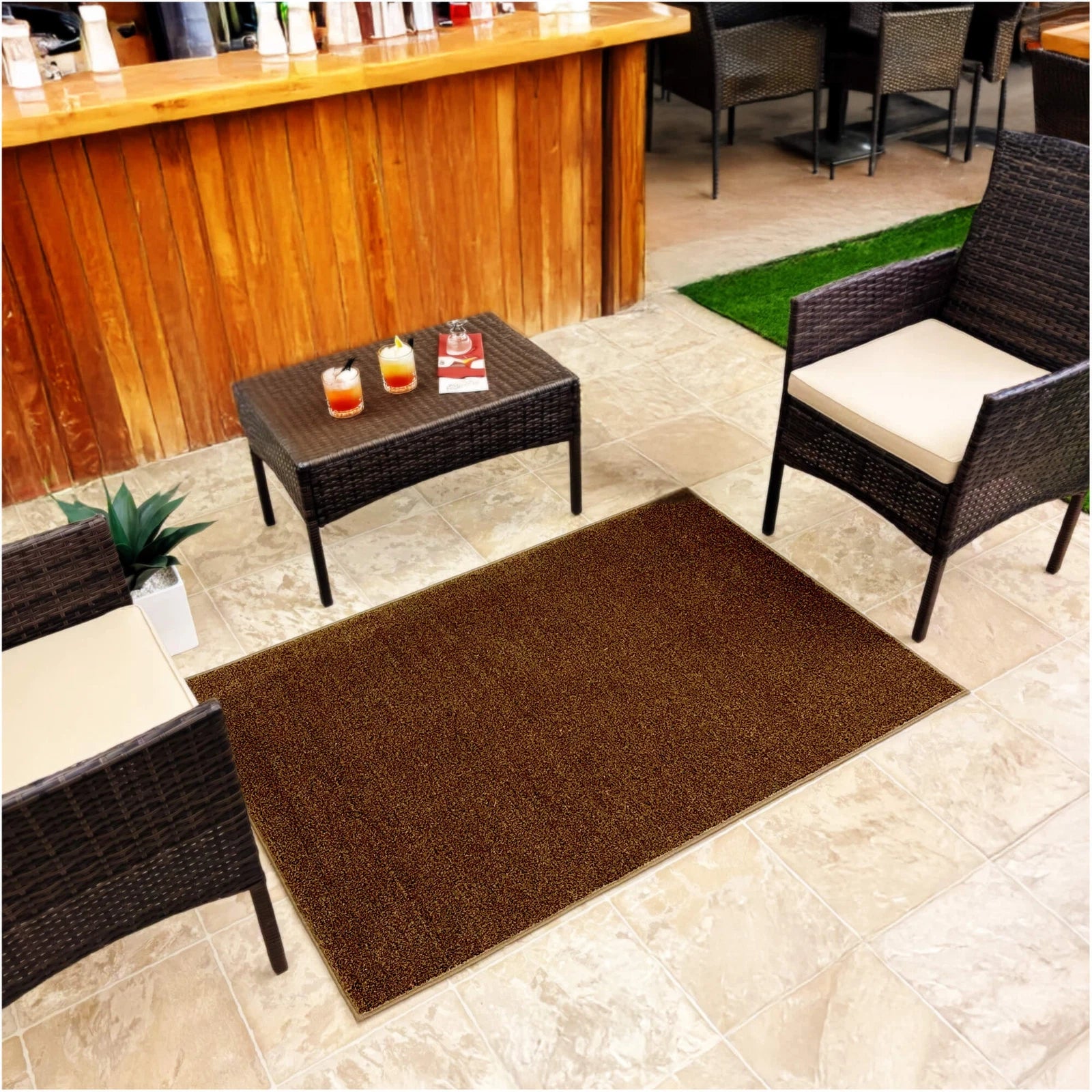 Cabana Tweed Artificial Grass Turf Rug – 3/8” Thick Ultra Turf Carpet, Custom Size, 7 Colors