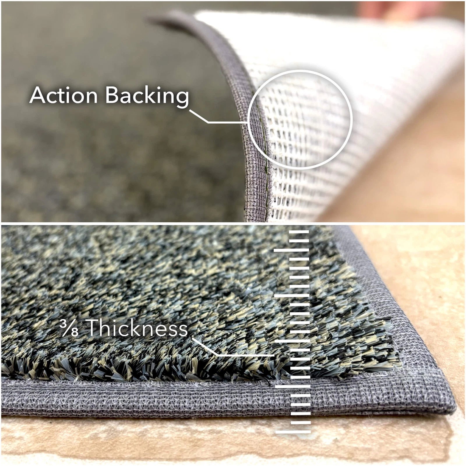 Cabana Tweed Artificial Grass Turf Rug – 3/8” Thick Ultra Turf Carpet, Custom Size, 7 Colors