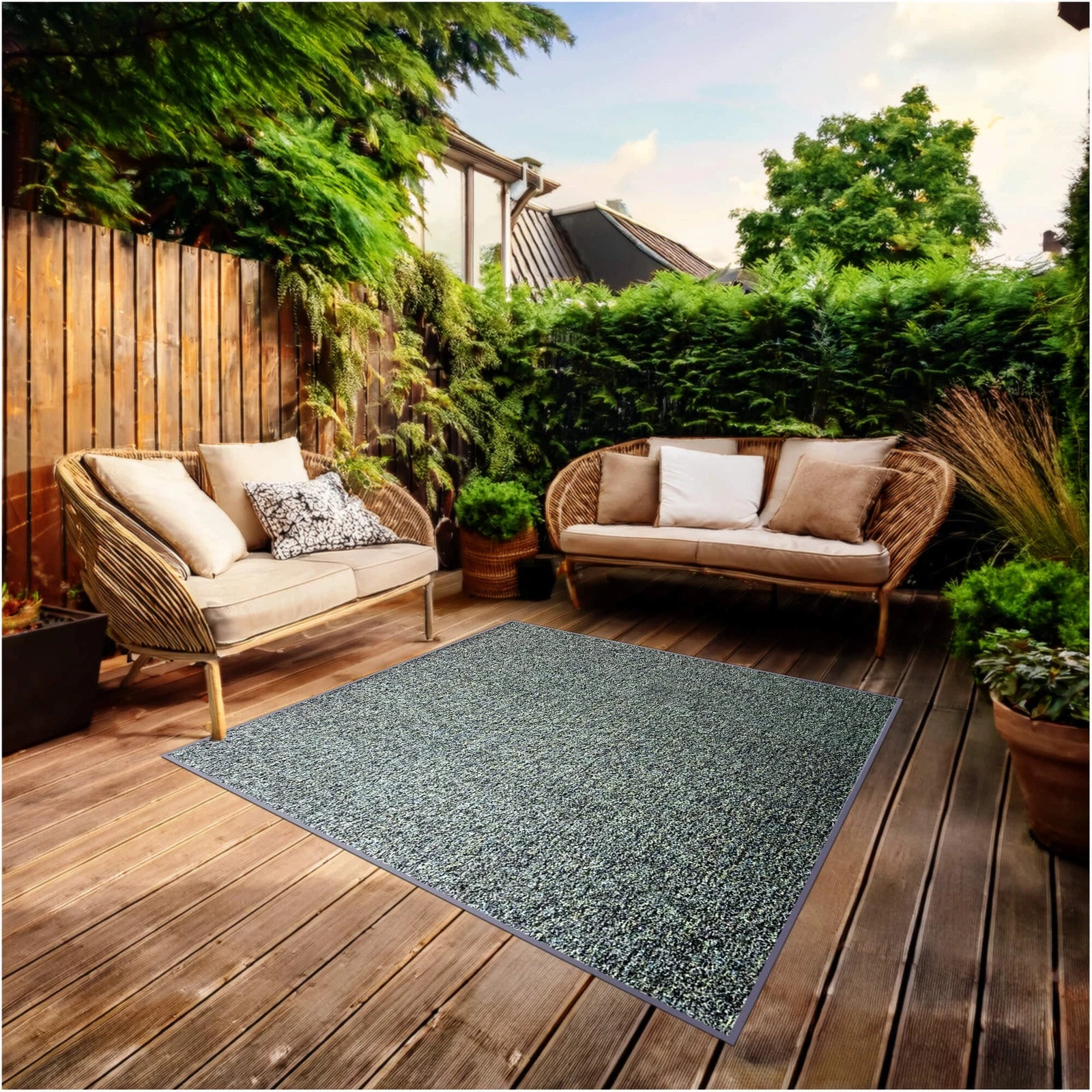 Cabana Tweed Artificial Grass Turf Rug – 3/8” Thick Ultra Turf Carpet, Custom Size, 7 Colors