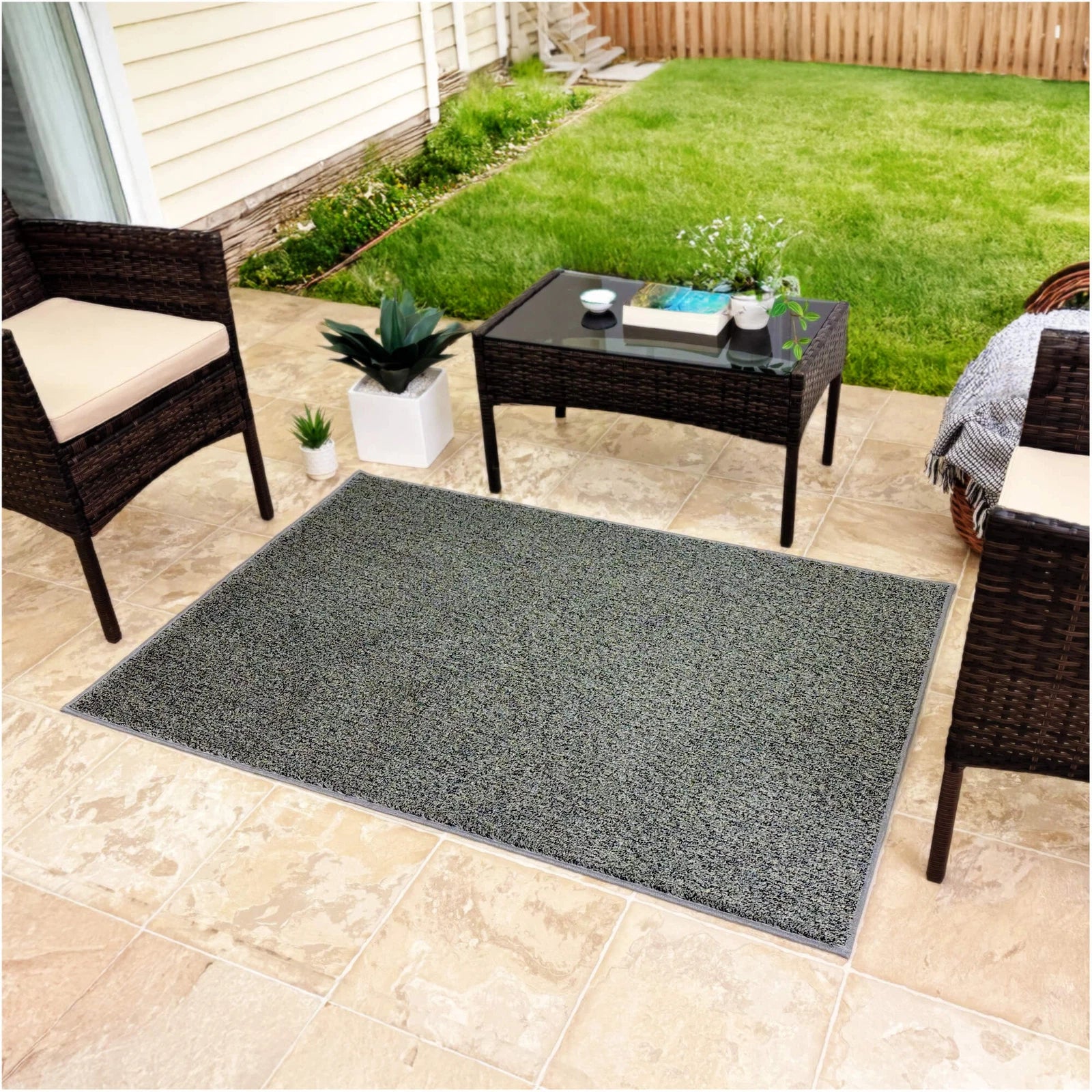 Cabana Tweed Artificial Grass Turf Rug – 3/8” Thick Ultra Turf Carpet, Custom Size, 7 Colors