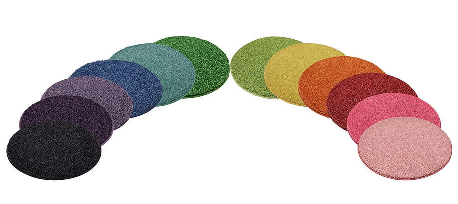 Children’s Carpet Circle Seats – Rainbow Multi Set, 18” Round Classroom Floor Cushions