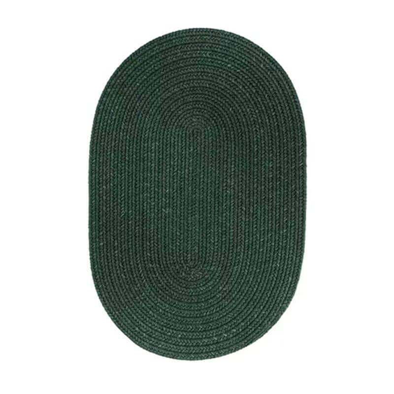 Rhody Hunter Green Braided Area Rug – Solid Wool S-105