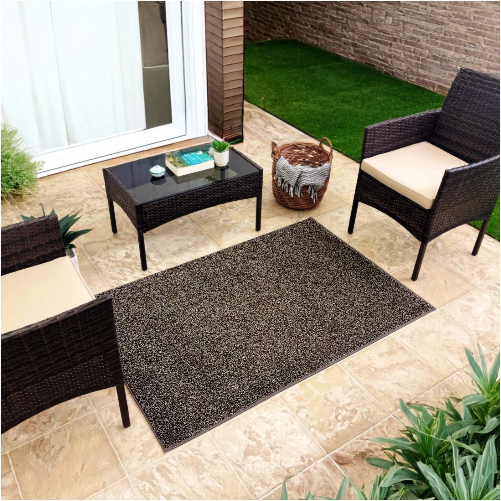 Cabana Tweed Artificial Grass Turf Rug – 3/8” Thick Ultra Turf Carpet, Custom Size, 7 Colors