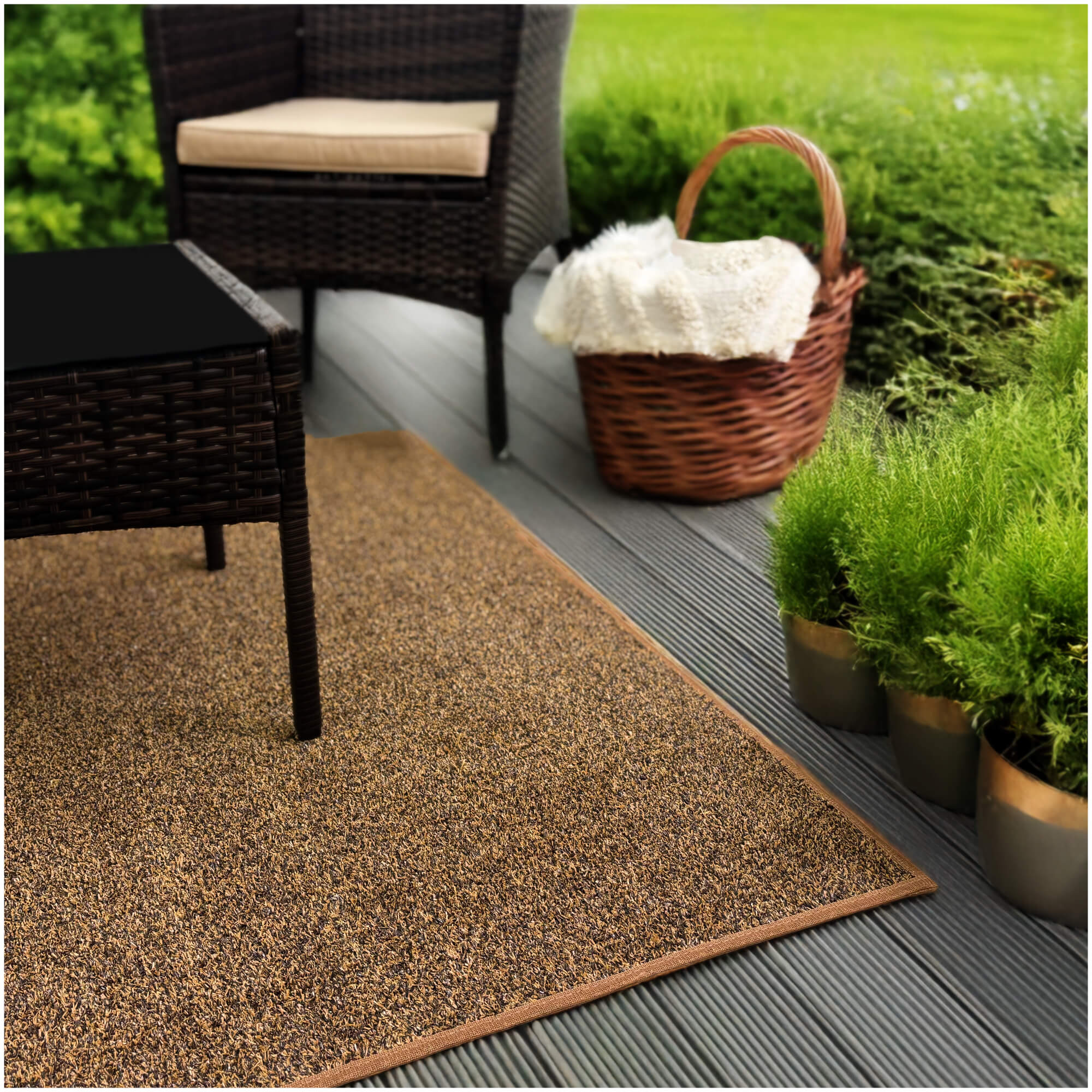 Turftime Brown & Tan Heavy-Duty Artificial Grass Rug