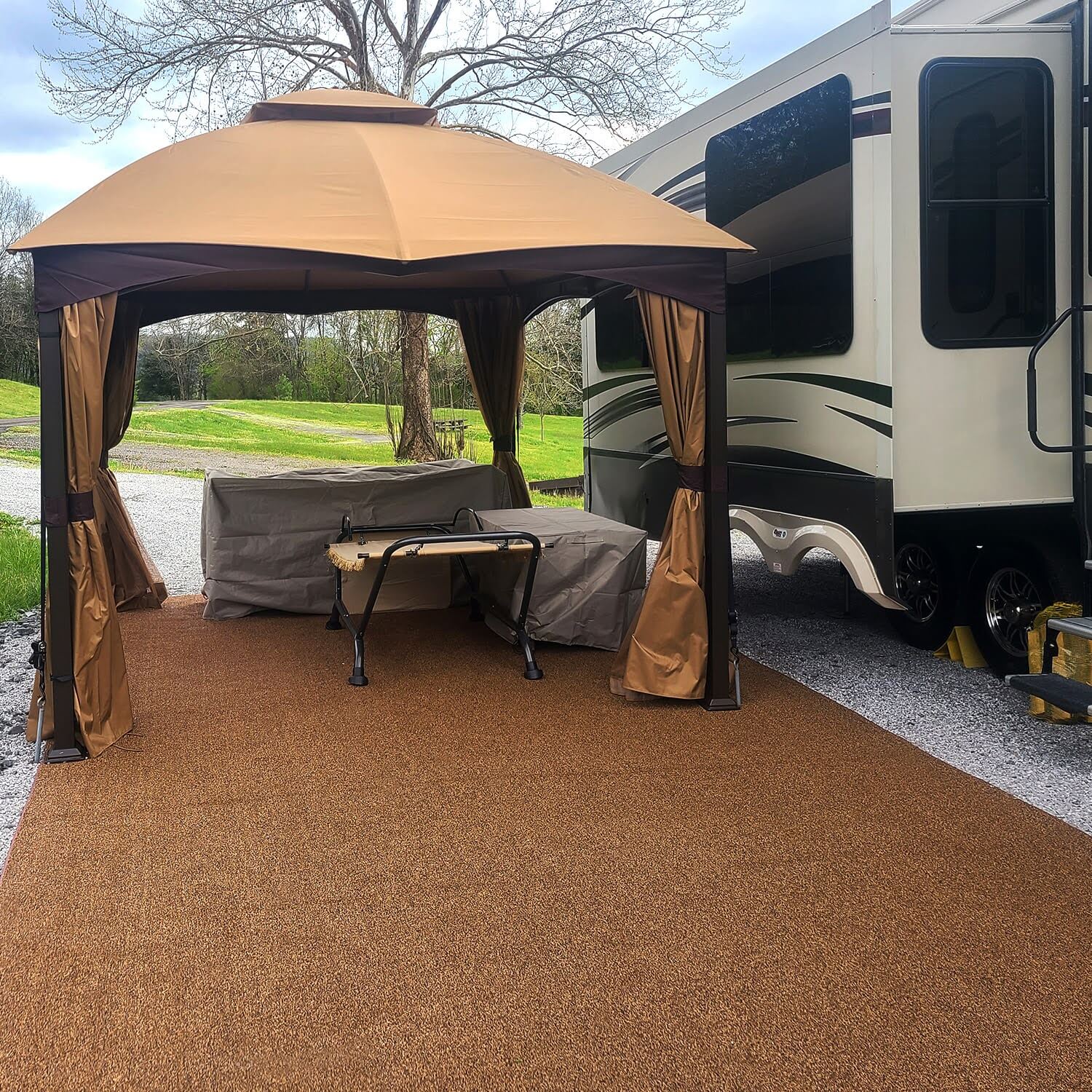 Turftime Brown & Tan Heavy-Duty Artificial Grass Rug