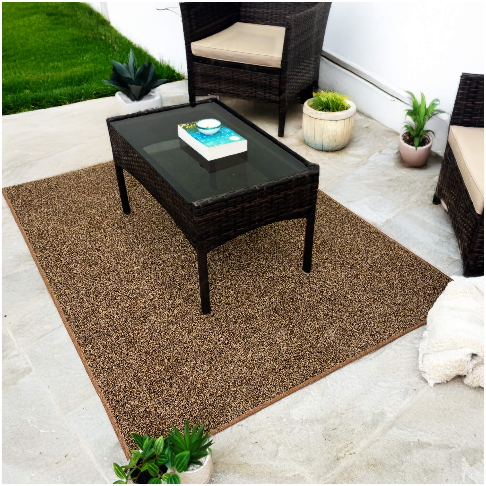 Turftime Brown & Tan Heavy-Duty Artificial Grass Rug